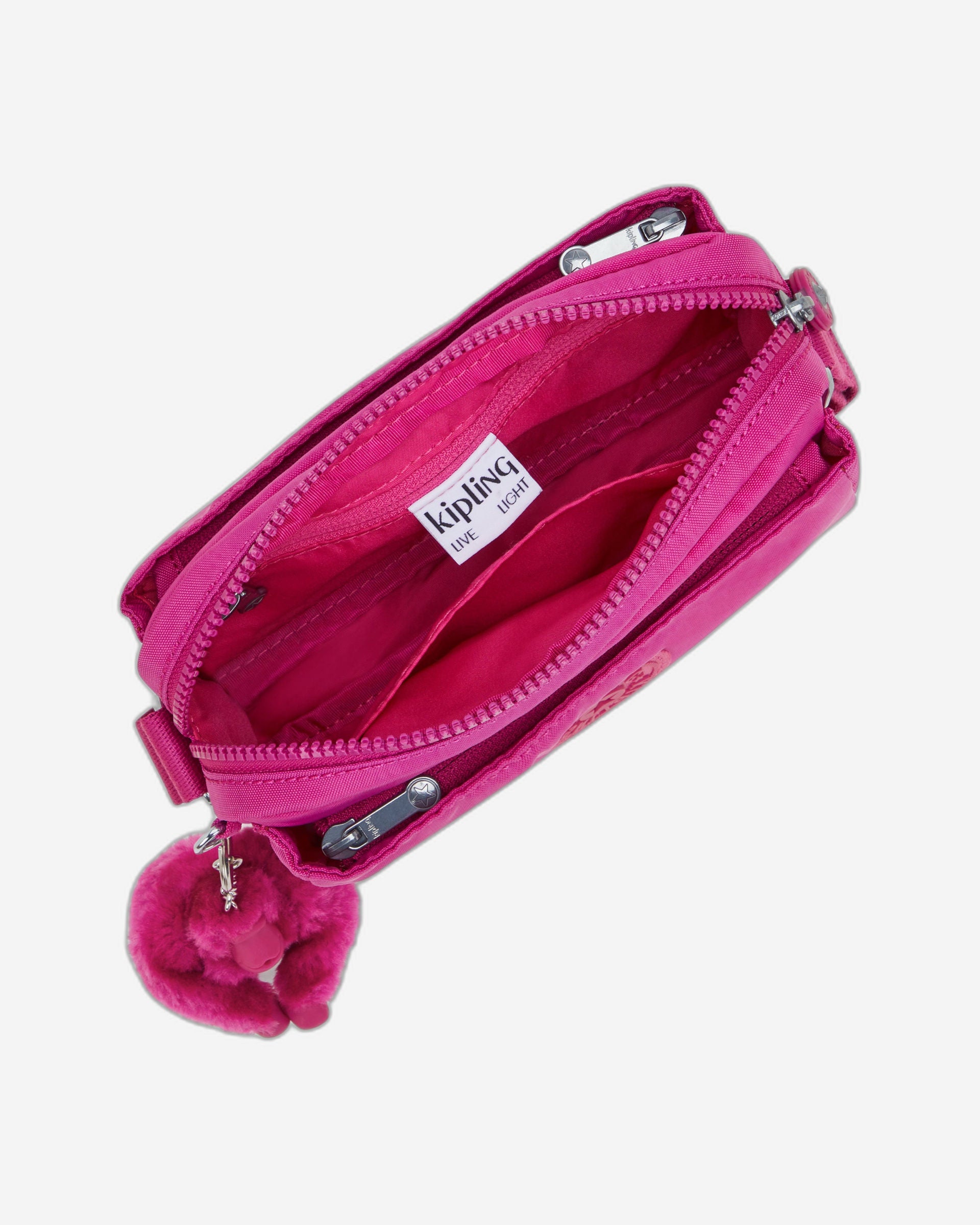 حقيبة كتف صغيرة Kipling Abanu متوهجة باللون الفوشيا I4208-3KU