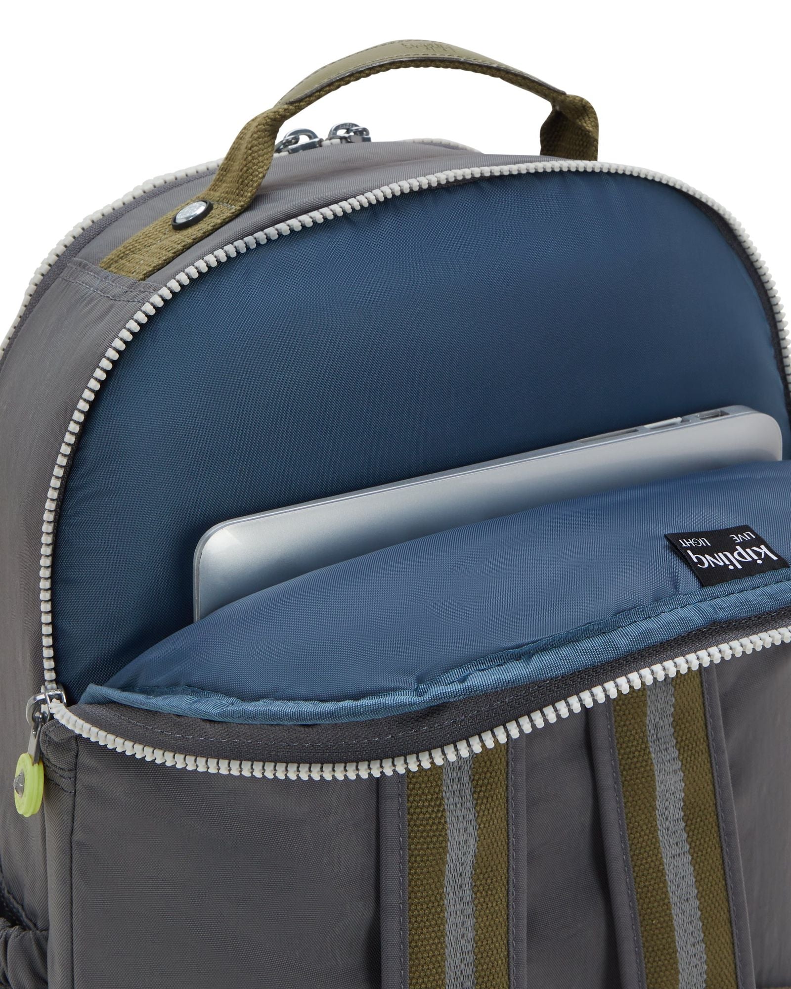 حقيبة ظهر Kipling Seoul Lap Back to Grey كبيرة مع حجرة للكمبيوتر المحمول I4275-1DX