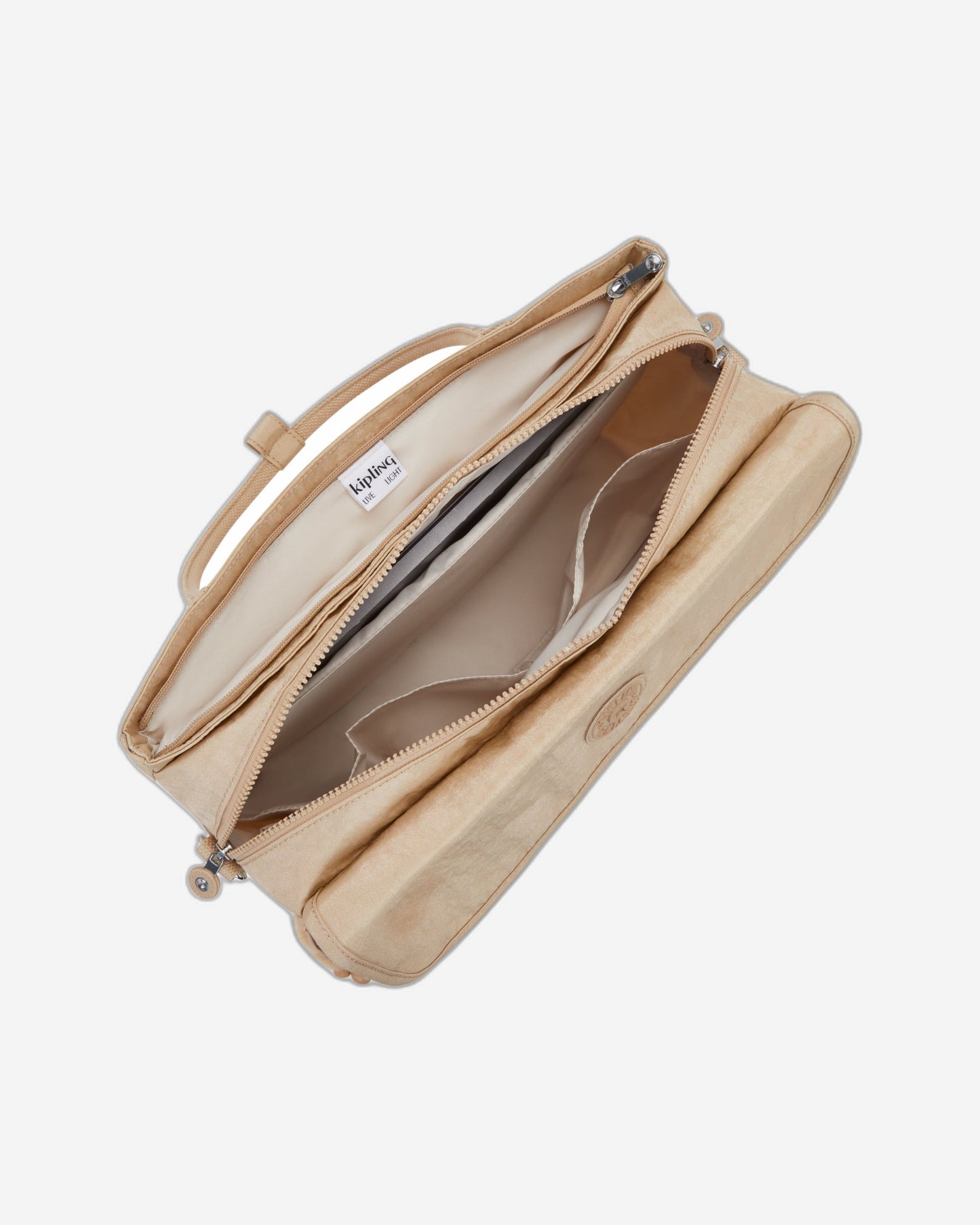 حقيبة عمل Kipling Superworker S صغيرة بلون بيج لامع (مع حزام كتف قابل للإزالة) I4555-5DV