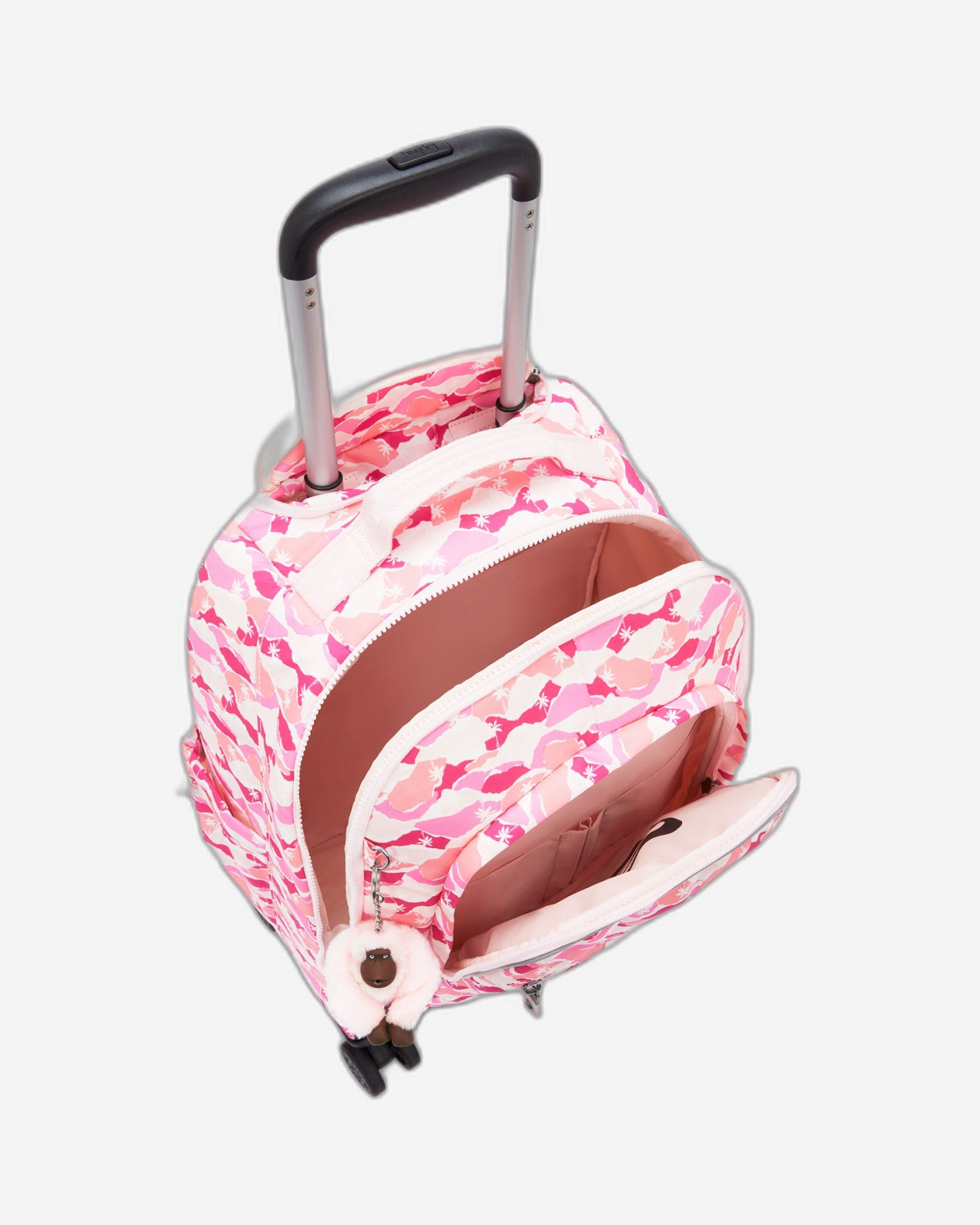 حقيبة ظهر Kipling New Zea Pink Palm كبيرة بعجلات مع حجرة للكمبيوتر المحمول I4674-1BV