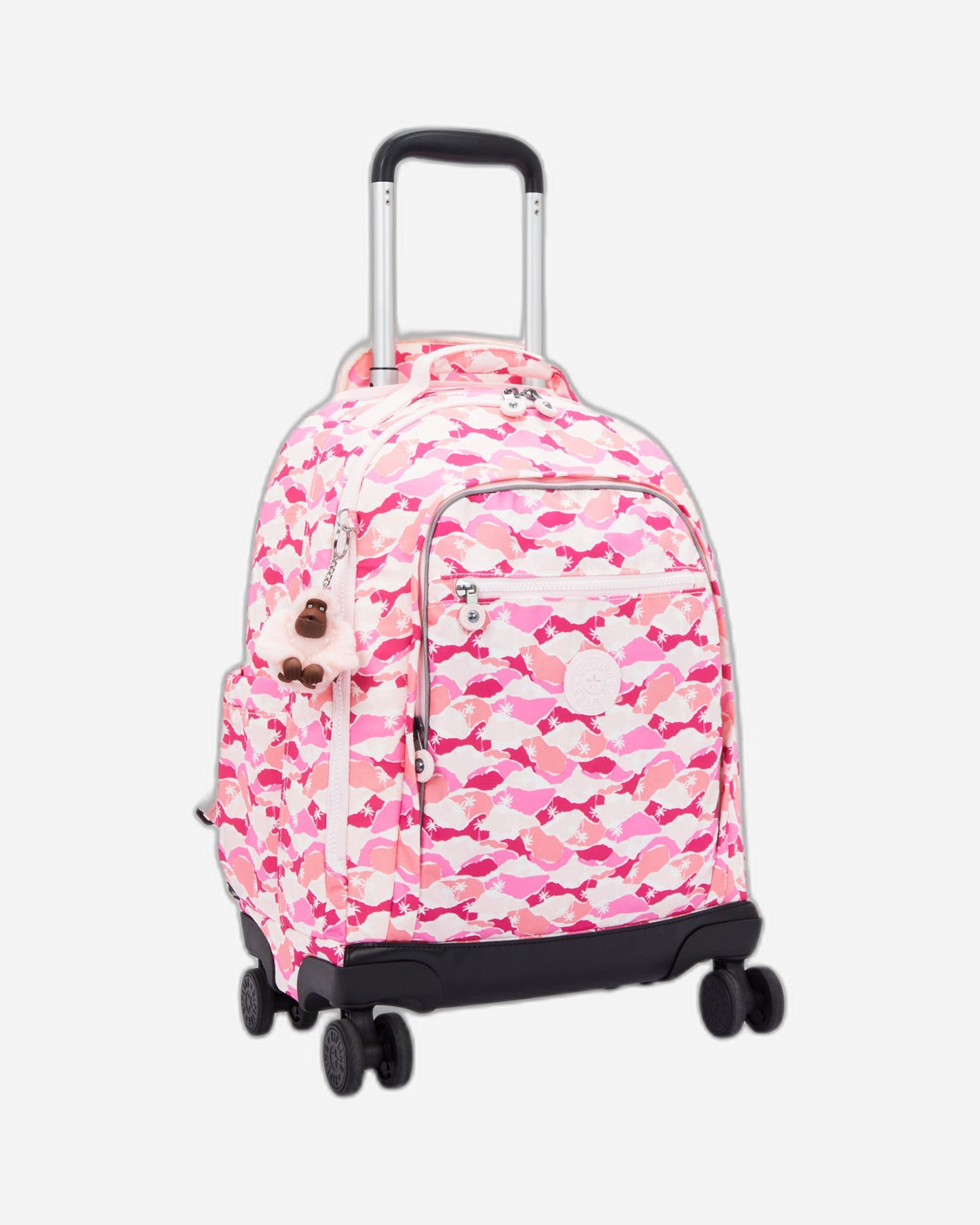 حقيبة ظهر Kipling New Zea Pink Palm كبيرة بعجلات مع حجرة للكمبيوتر المحمول I4674-1BV