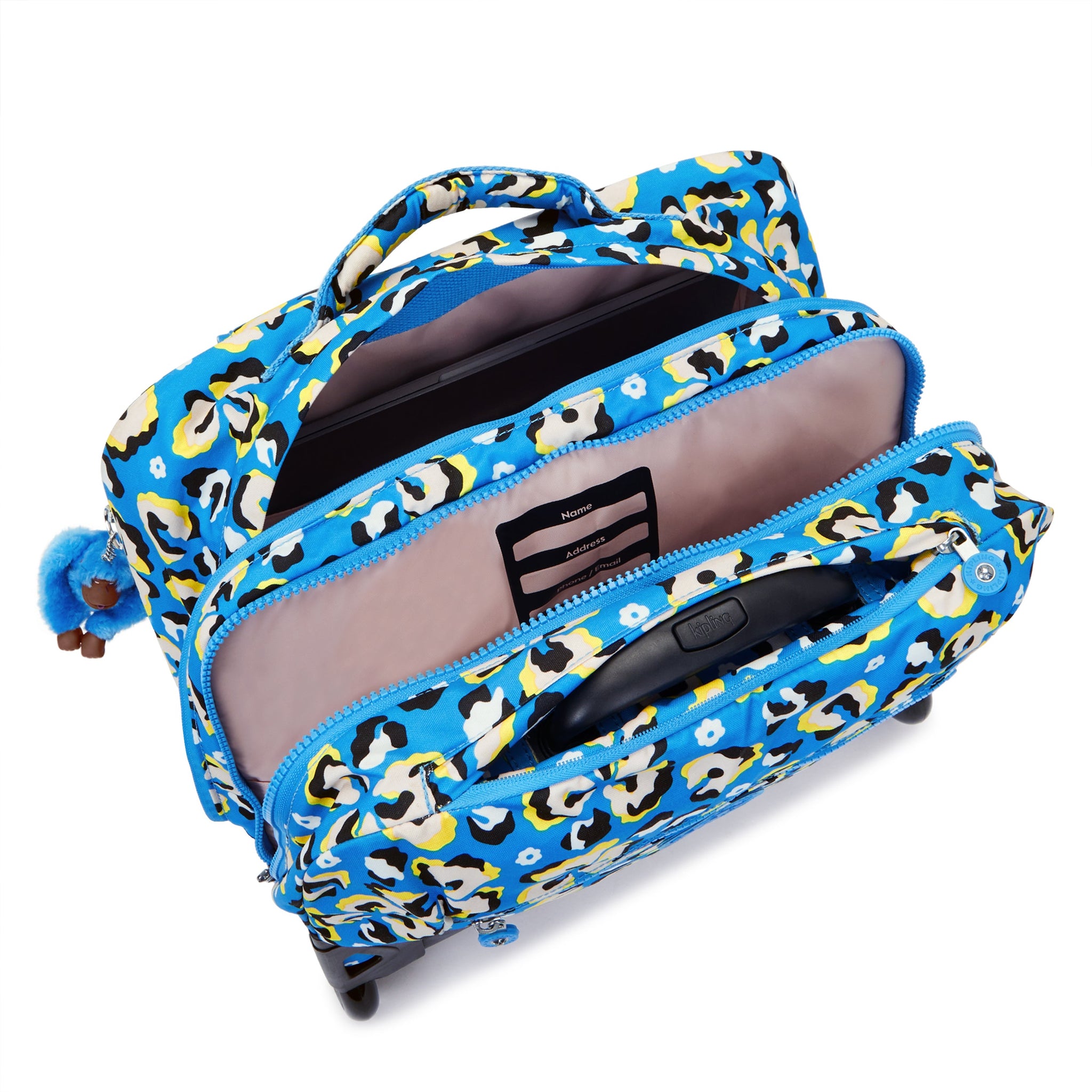 حقيبة ظهر كيبلينج كبيرة بعجلات للنساء بنقشة جلد الفهد - I5368-P2A