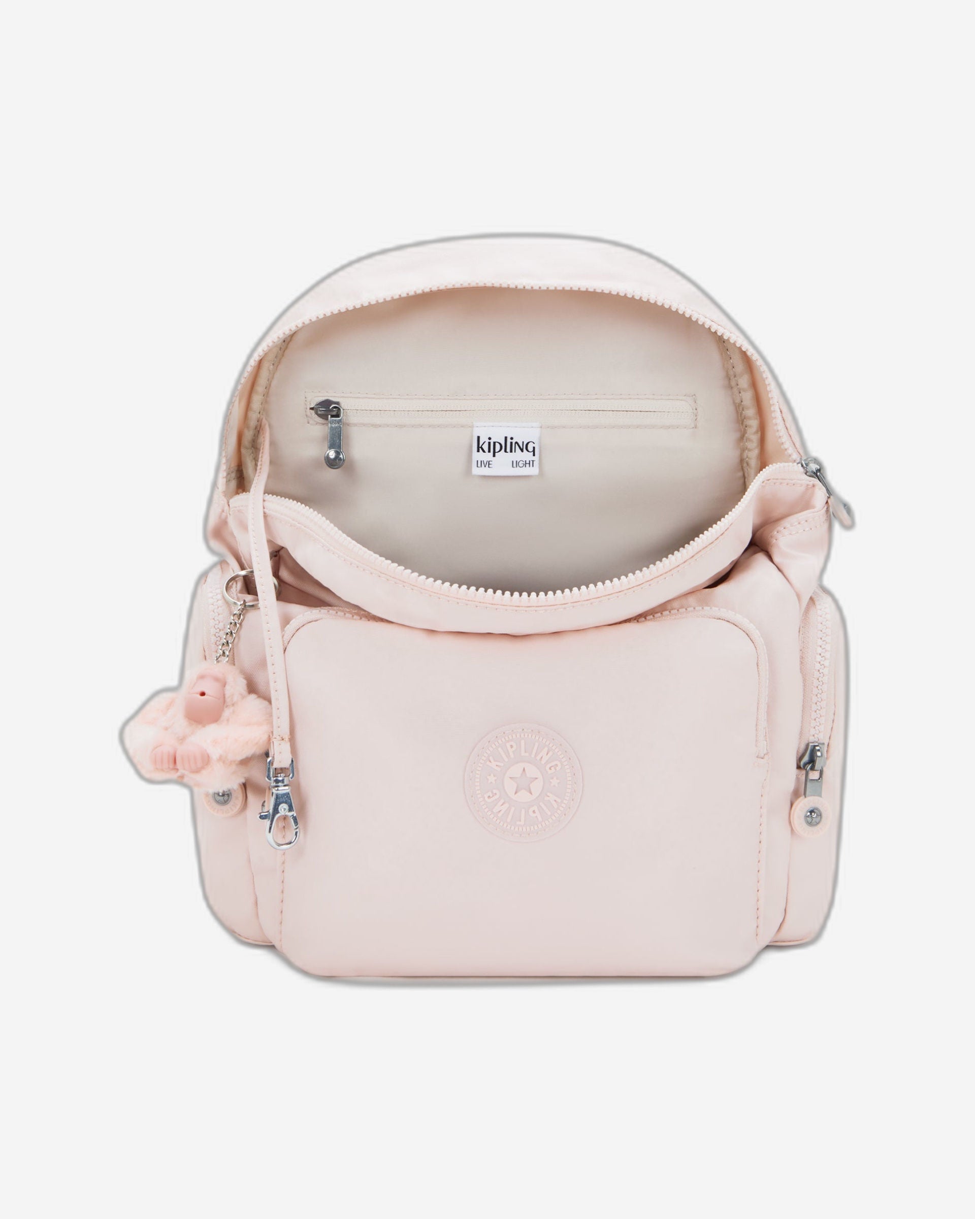 حقيبة ظهر كيبلينج سيتي زيب إس صغيرة وردية لامعة I5634-3DZ