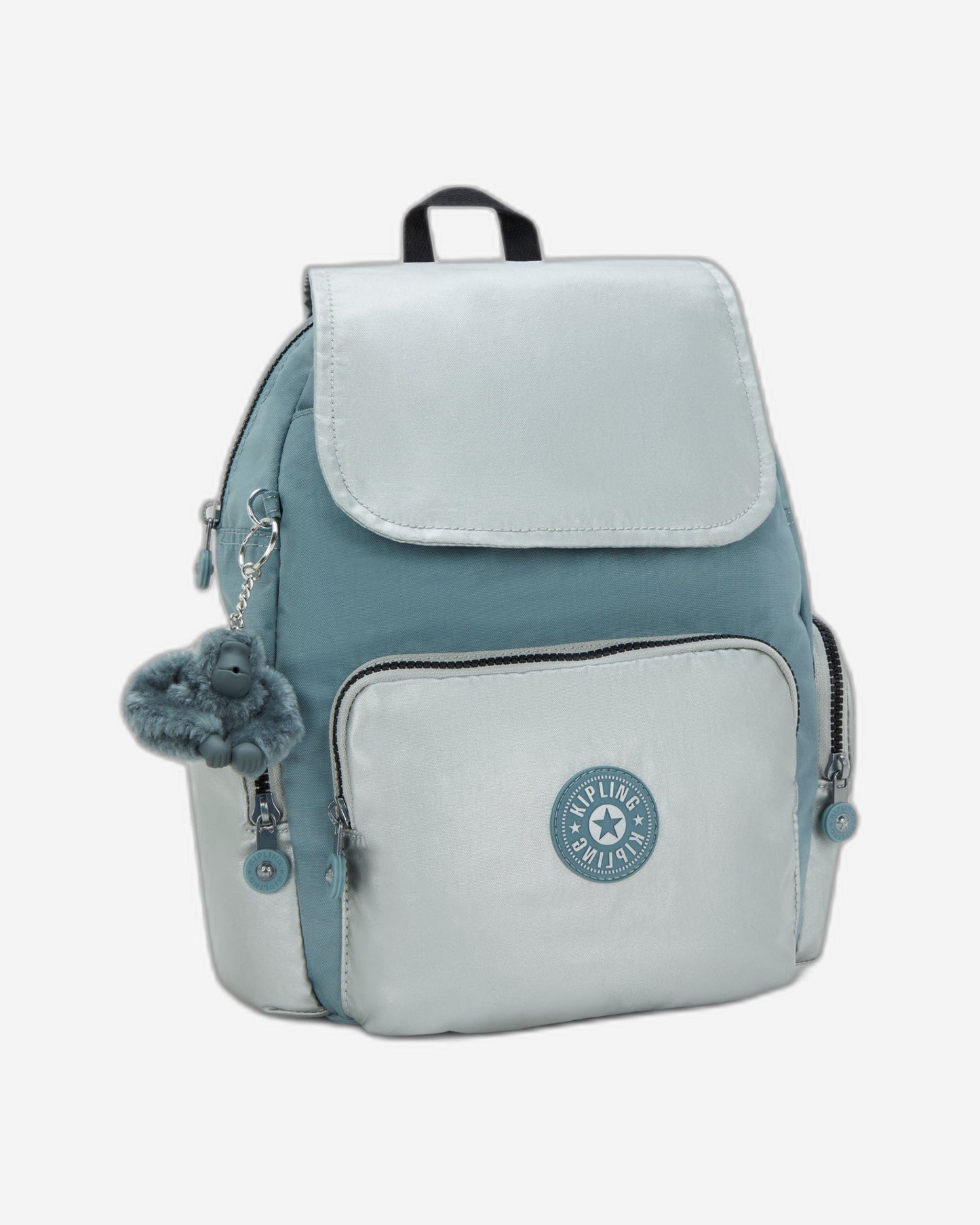 حقيبة ظهر كيبلينج سيتي زيب إس صغيرة مريحة باللون الرمادي والأزرق I5634-3FM