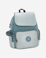 حقيبة ظهر كيبلينج سيتي زيب إس صغيرة مريحة باللون الرمادي والأزرق I5634-3FM