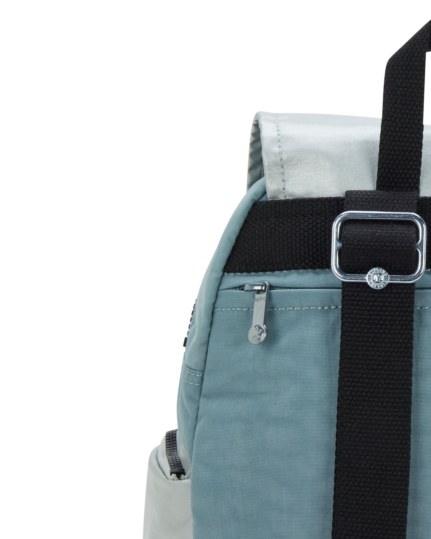 حقيبة ظهر كيبلينج سيتي زيب إس صغيرة مريحة باللون الرمادي والأزرق I5634-3FM