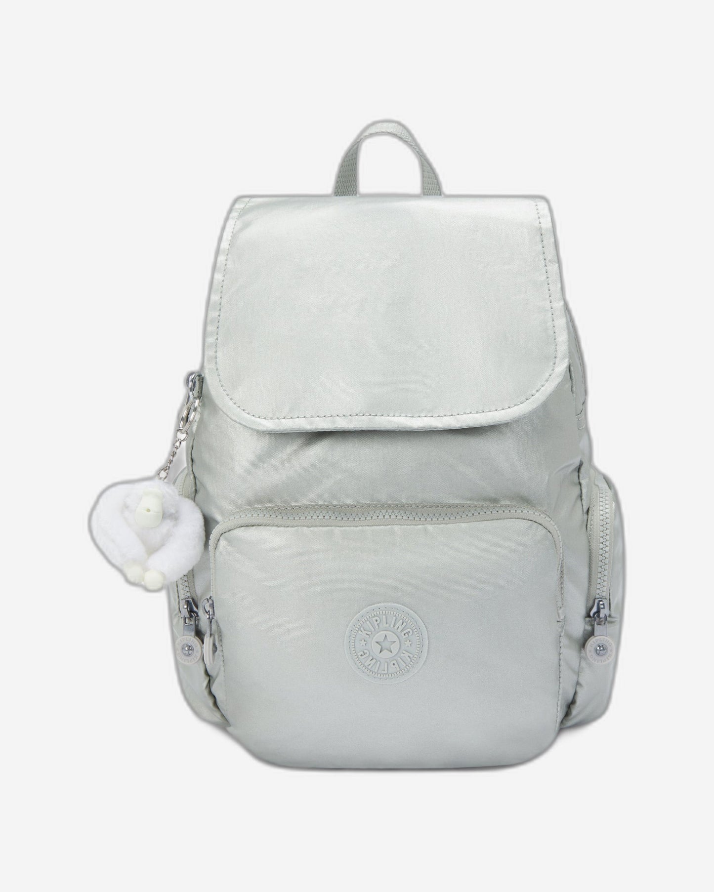 حقيبة ظهر Kipling City Zip S صغيرة معدنية لامعة جديدة I5634-70P