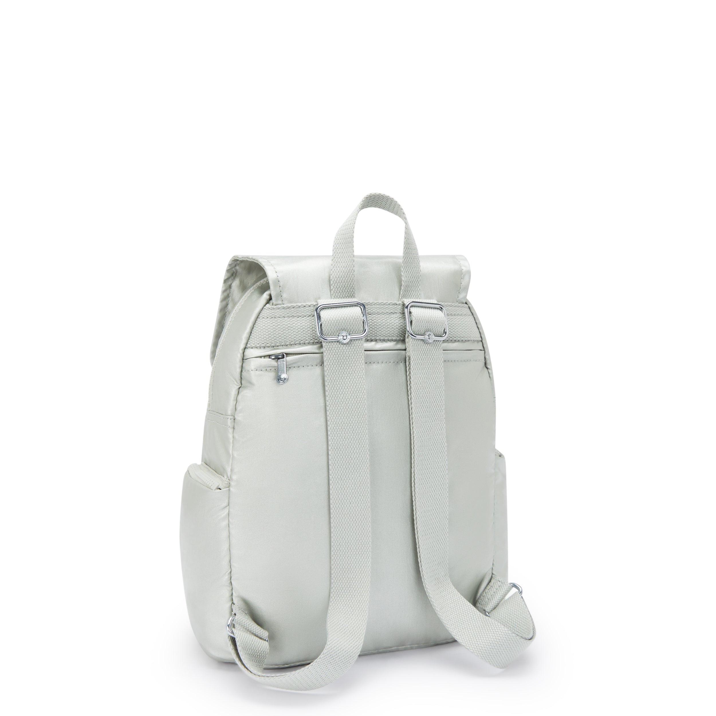 حقيبة ظهر Kipling City Zip S صغيرة معدنية لامعة جديدة I5634-70P