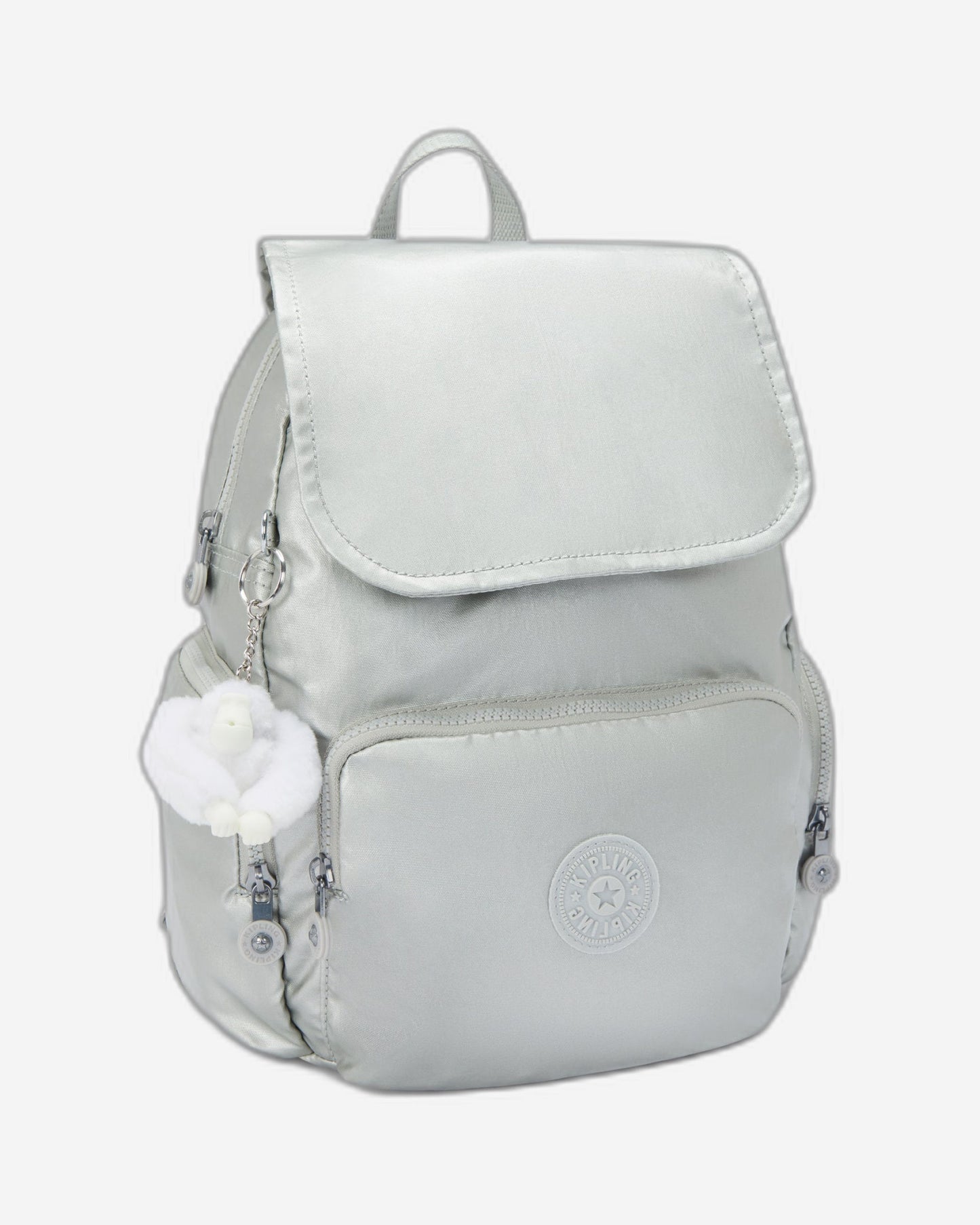 حقيبة ظهر Kipling City Zip S صغيرة معدنية لامعة جديدة I5634-70P
