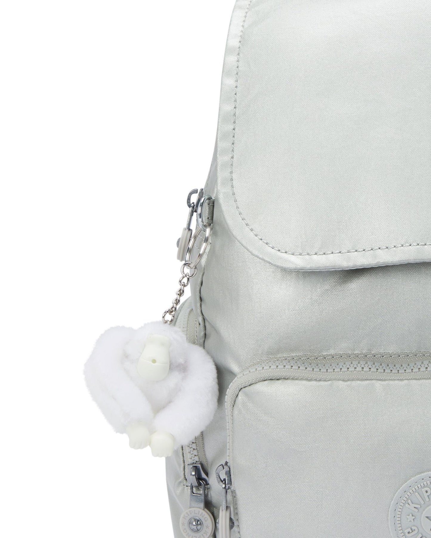 حقيبة ظهر Kipling City Zip S صغيرة معدنية لامعة جديدة I5634-70P