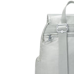 حقيبة ظهر Kipling City Zip S صغيرة معدنية لامعة جديدة I5634-70P