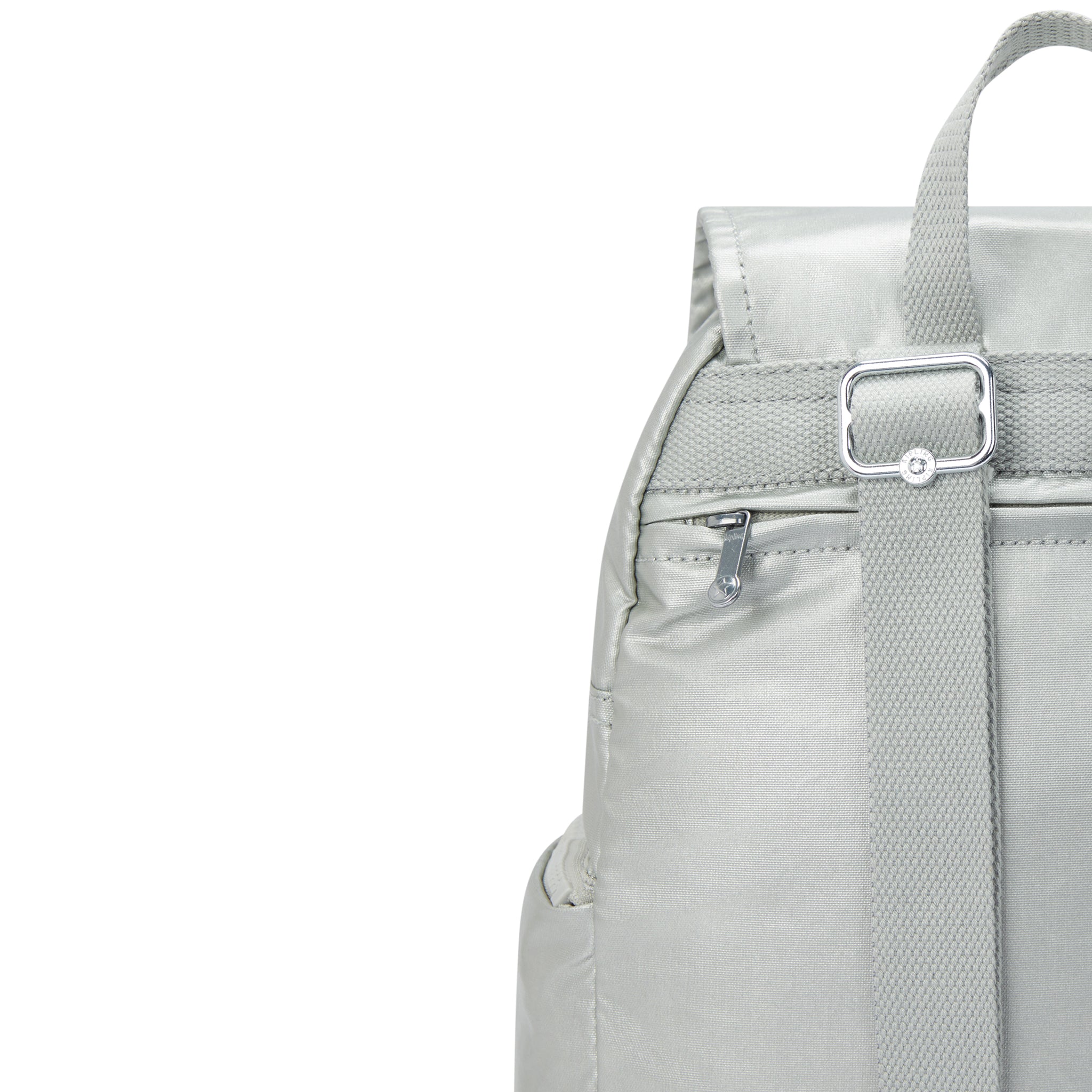 حقيبة ظهر Kipling City Zip S صغيرة معدنية لامعة جديدة I5634-70P