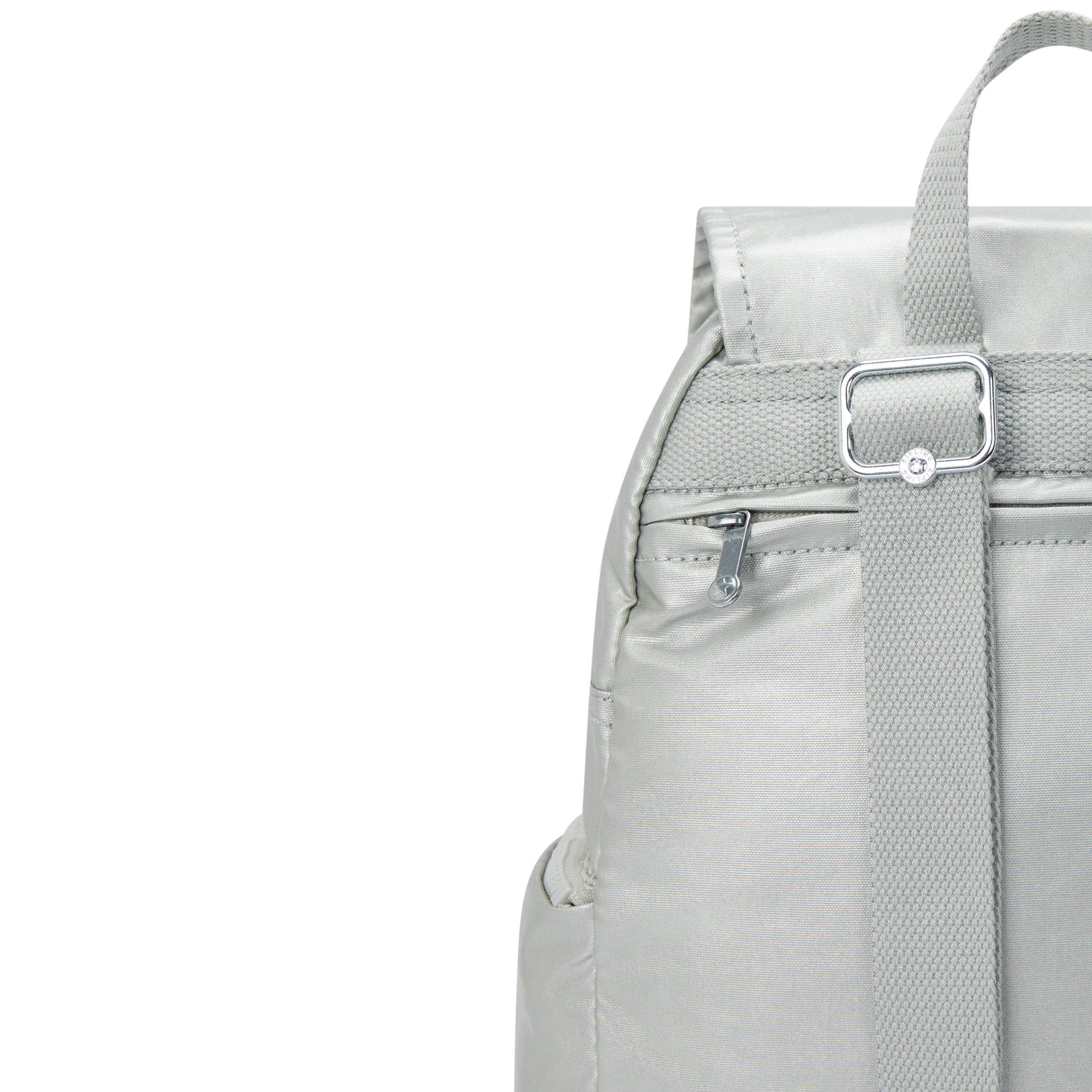حقيبة ظهر Kipling City Zip S صغيرة معدنية لامعة جديدة I5634-70P