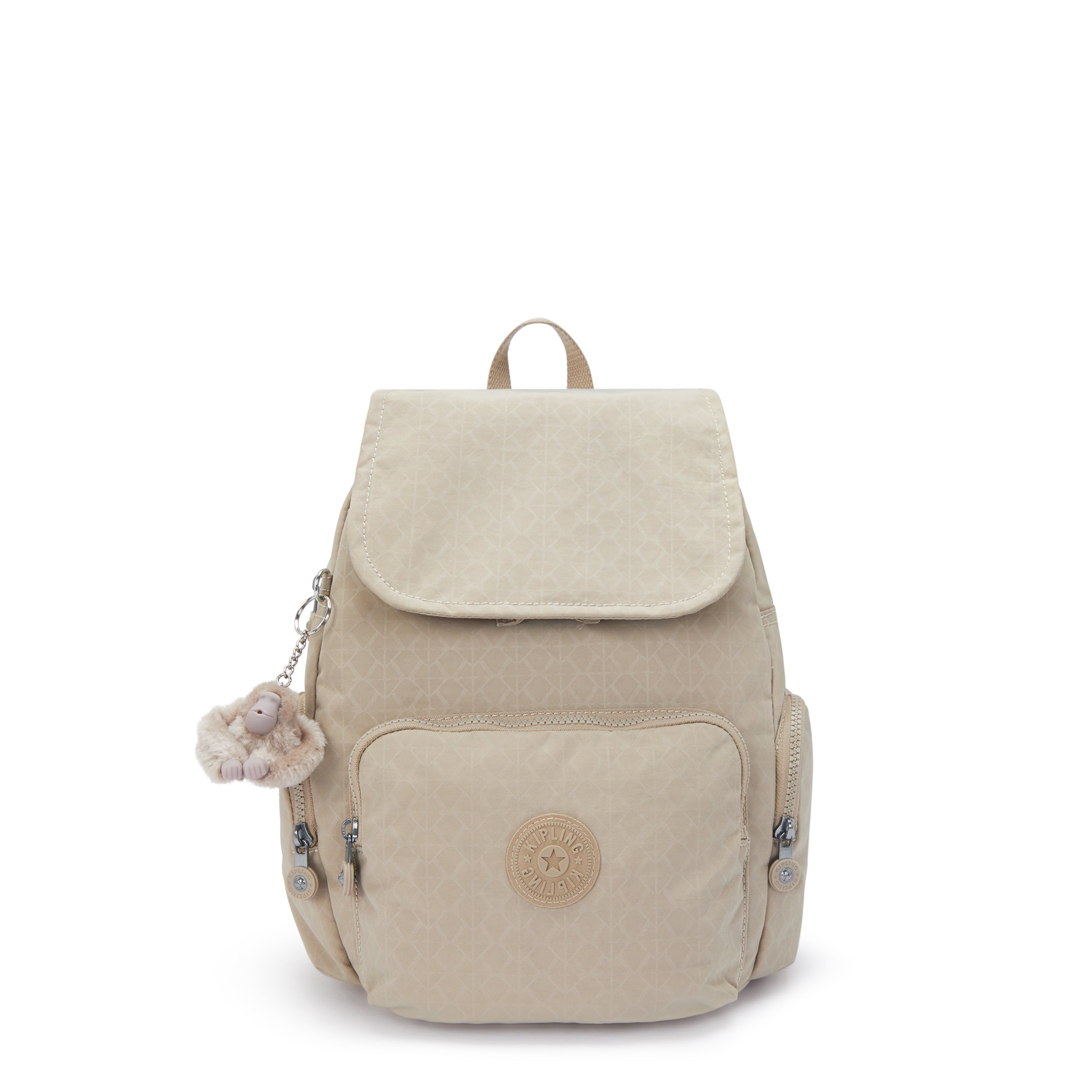 Kipling City Zip S Signature Beige Embossed Small Backpack I5634-96A