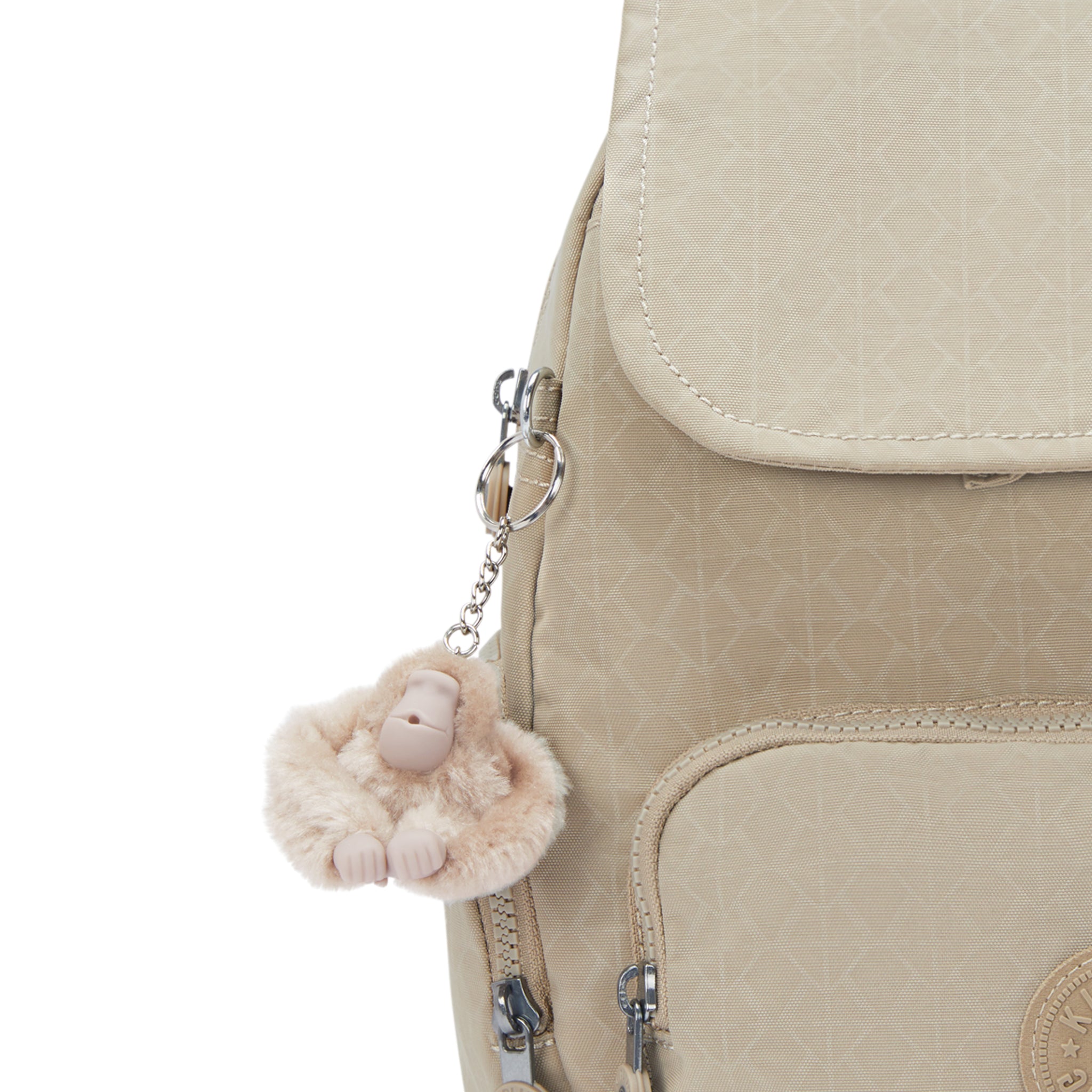 حقيبة ظهر صغيرة من Kipling City Zip S Signature باللون البيج المنقوش I5634-96A