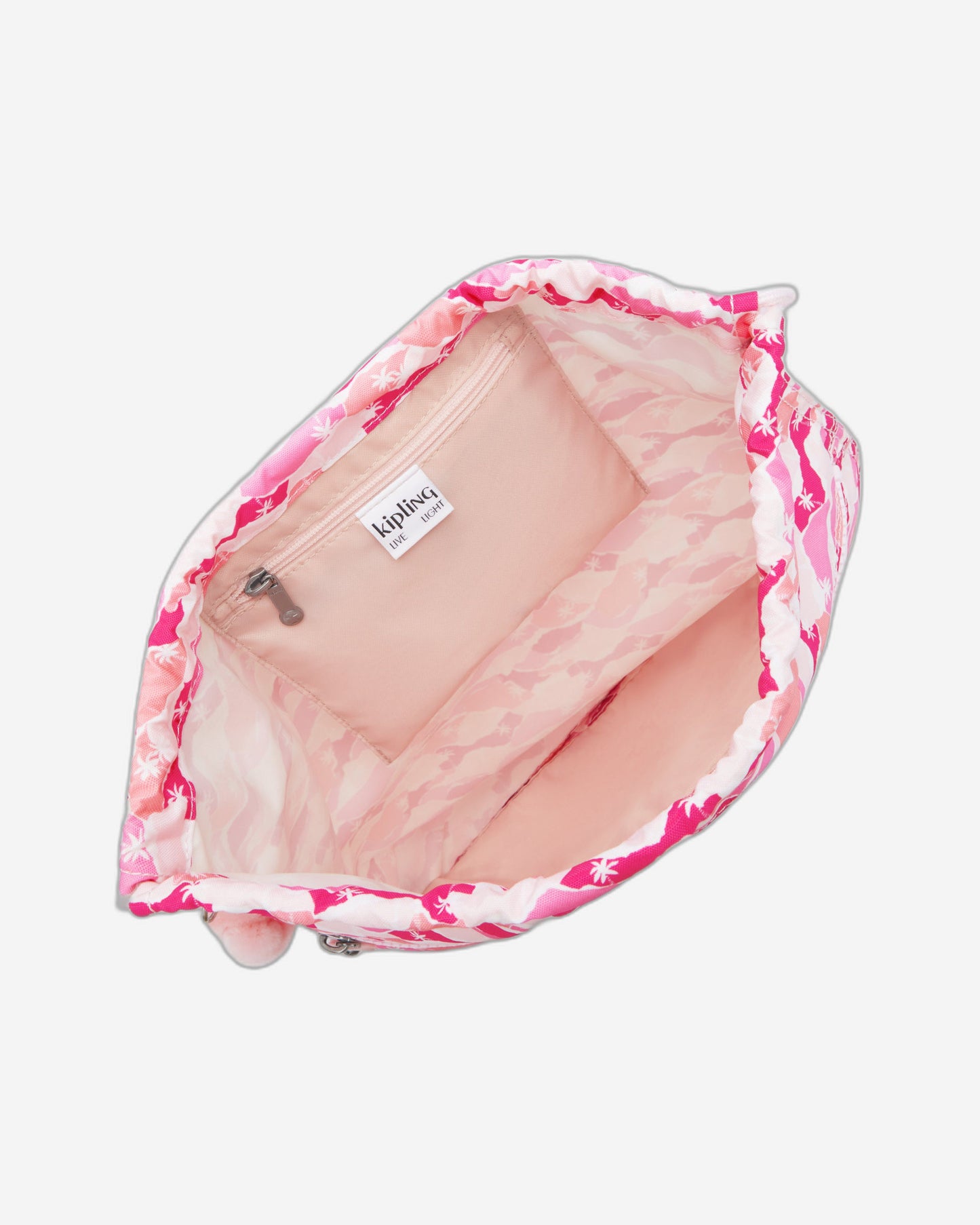 حقيبة ظهر Kipling Supertaboo Pink Palm متوسطة الحجم مع رباط I5637-1BV