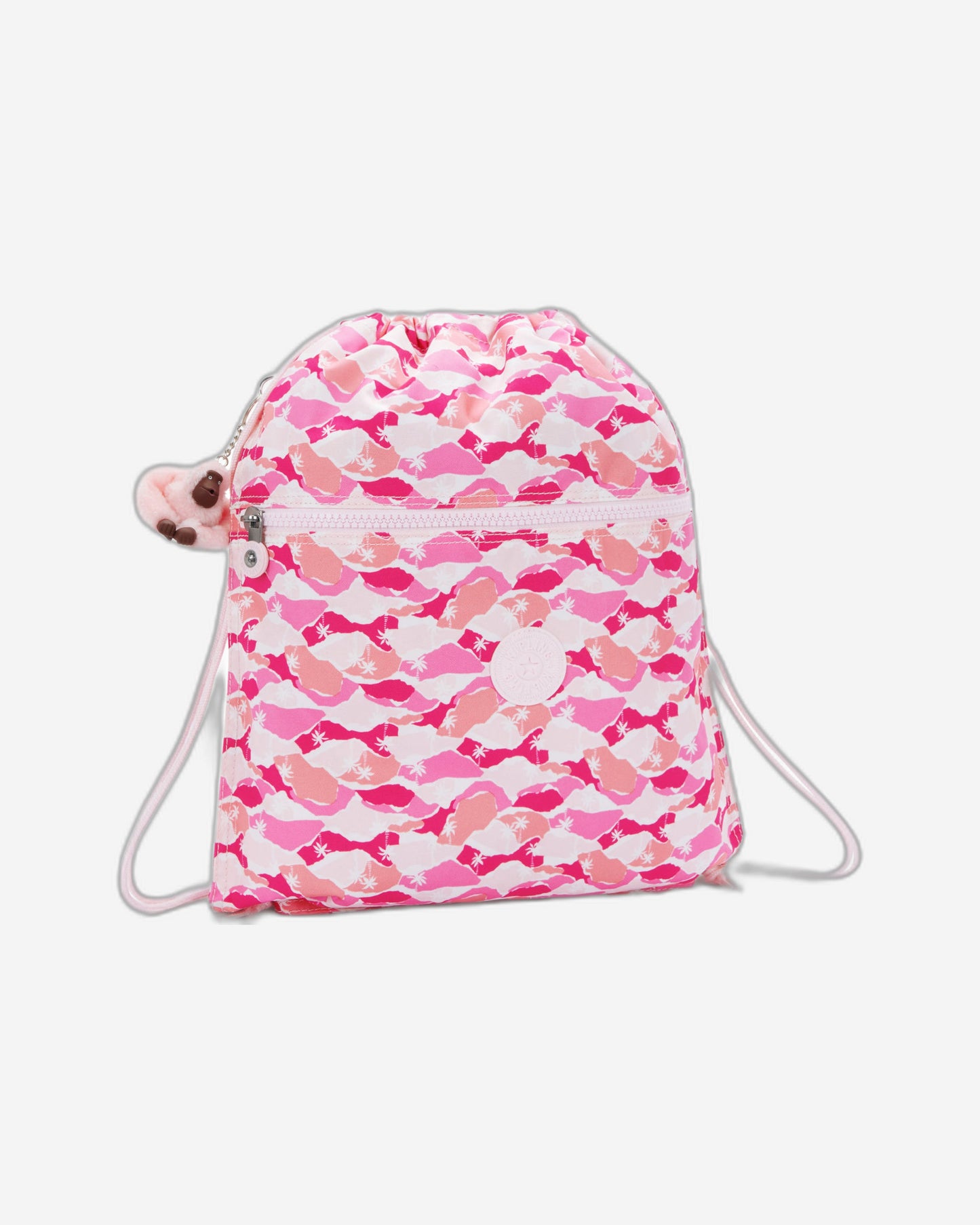 حقيبة ظهر Kipling Supertaboo Pink Palm متوسطة الحجم مع رباط I5637-1BV