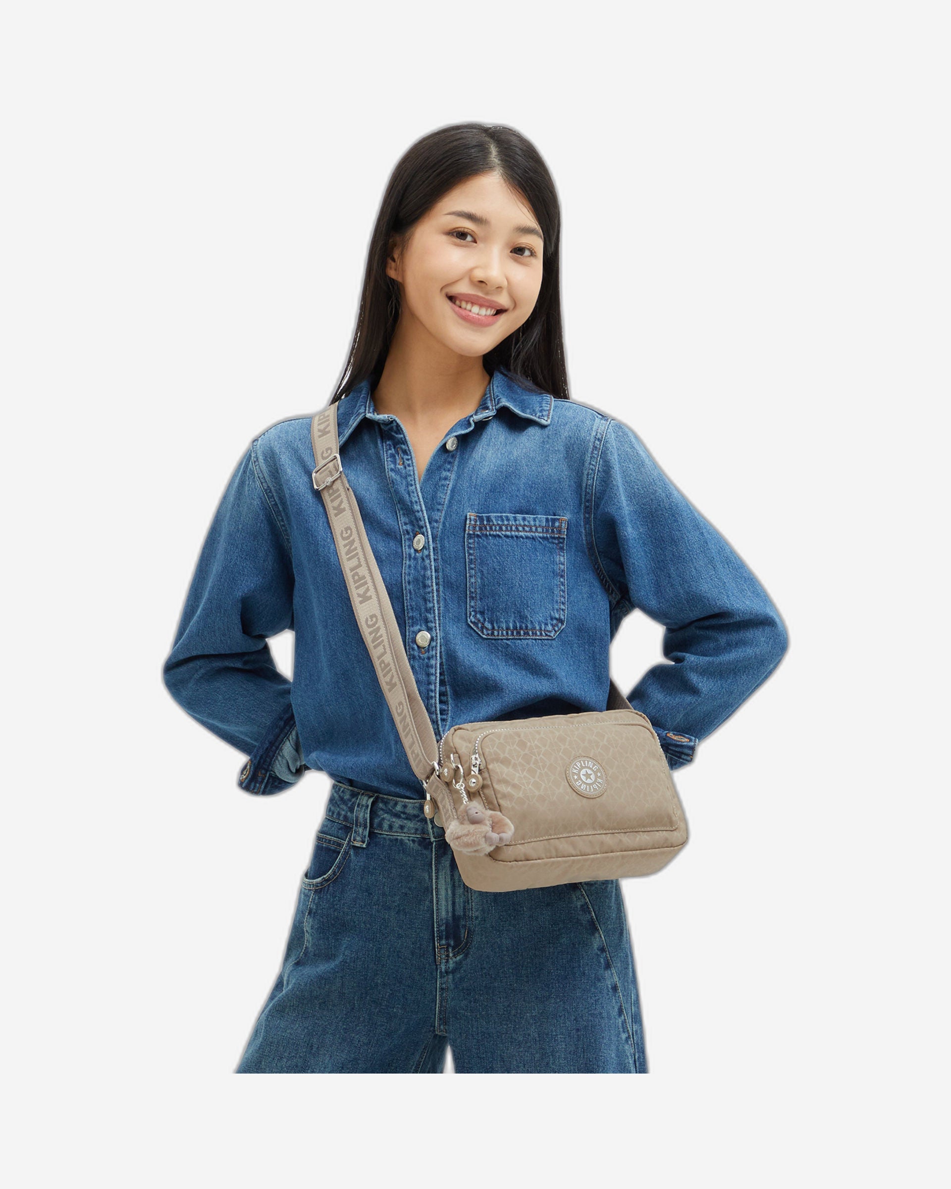 حقيبة كتف متوسطة الحجم Kipling Abanu M Zip Glorious Be Sil I5986-42N