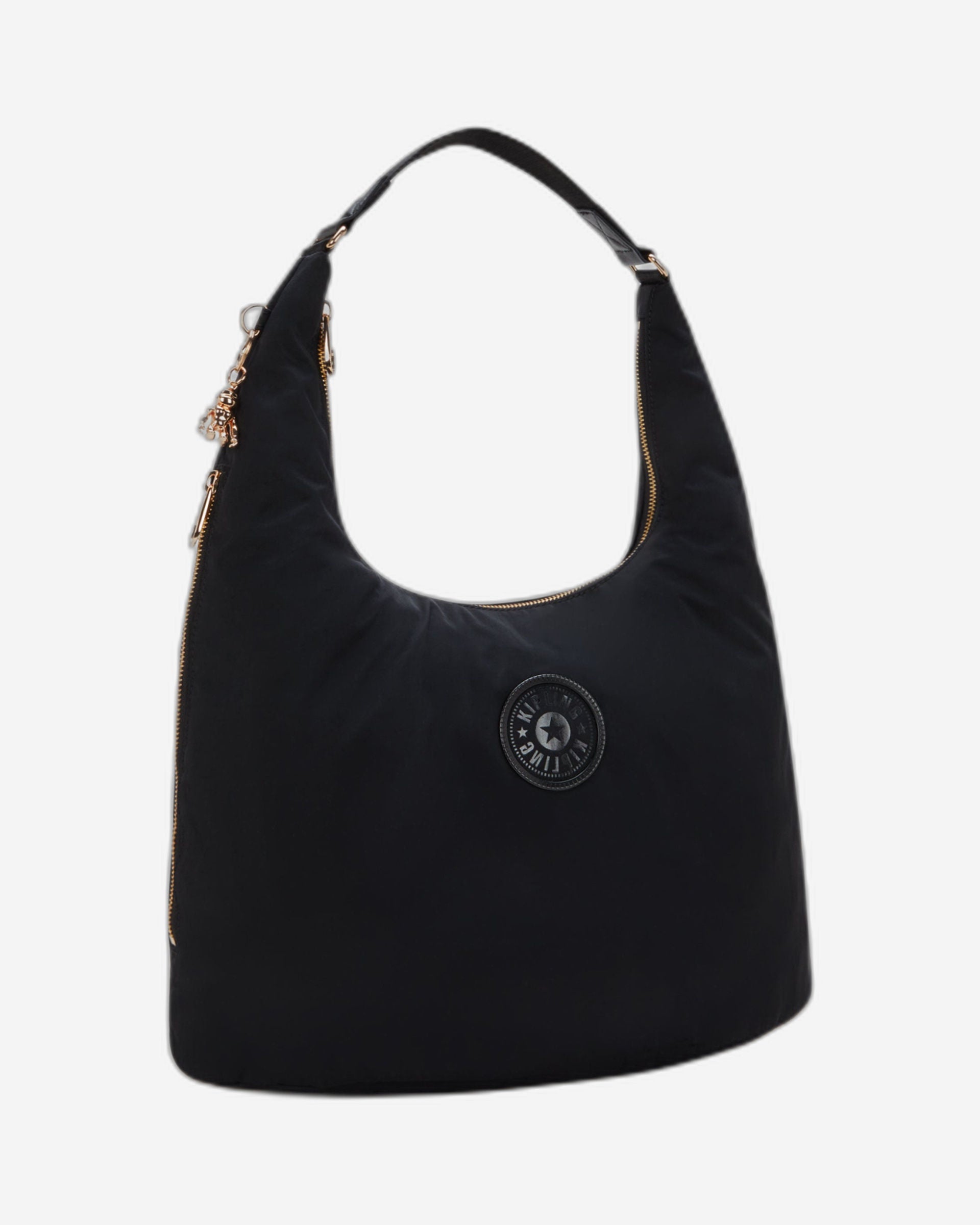 حقيبة كتف كيبلينج إيانا زيب متوسطة الحجم باللون الأسود والوردي والتوابل I6031-62Q