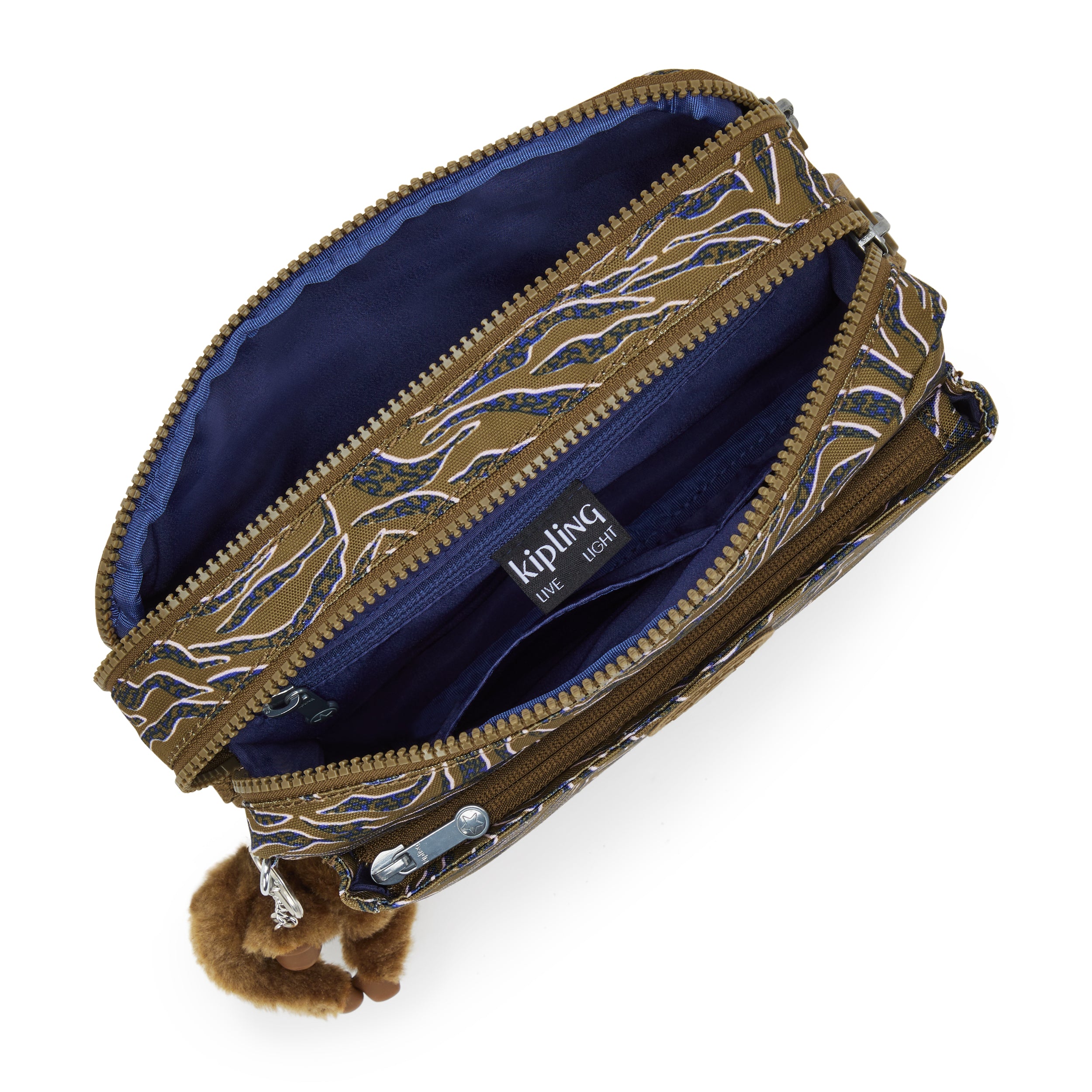 حقيبة كتف متوسطة الحجم من كيبلينج أبانو إم بنقشة أوراق البحر I6237-1PR