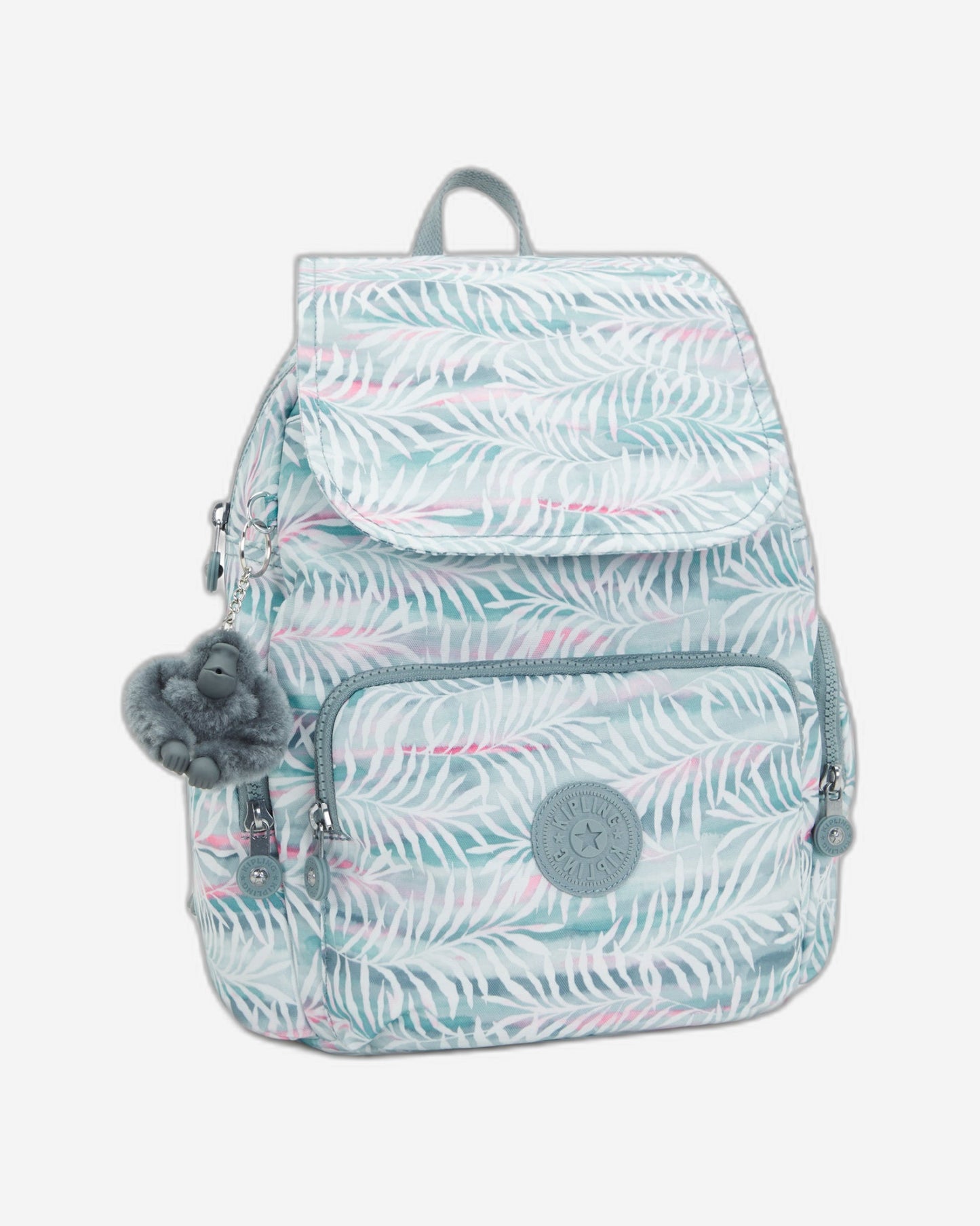 حقيبة ظهر Kipling City Zip S صغيرة بنقشة أوراق النخيل I6345-3QN