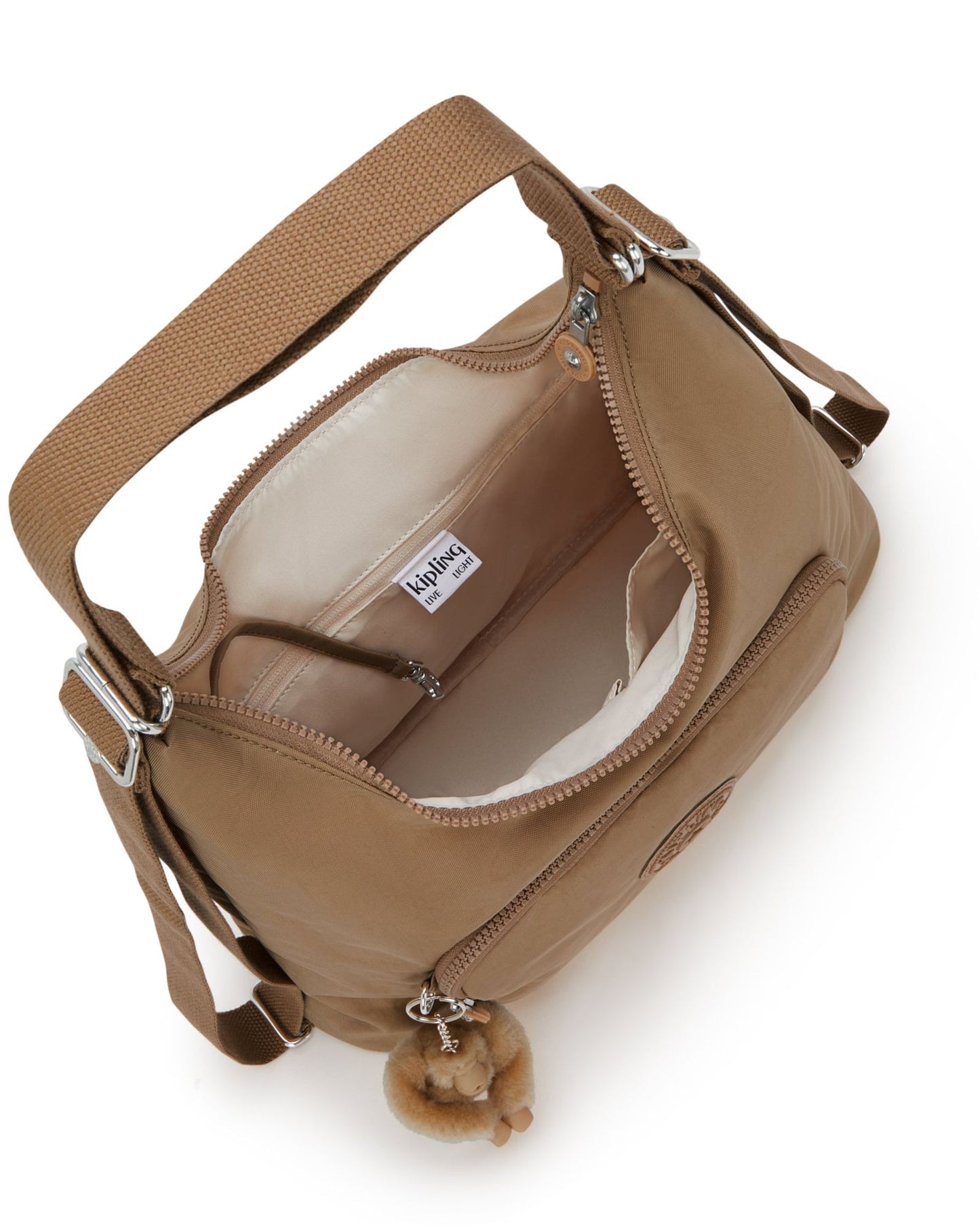 حقيبة كتف Kipling Yenna Early Tan متوسطة الحجم (قابلة للتحويل إلى حقيبة ظهر) I6721-7CN