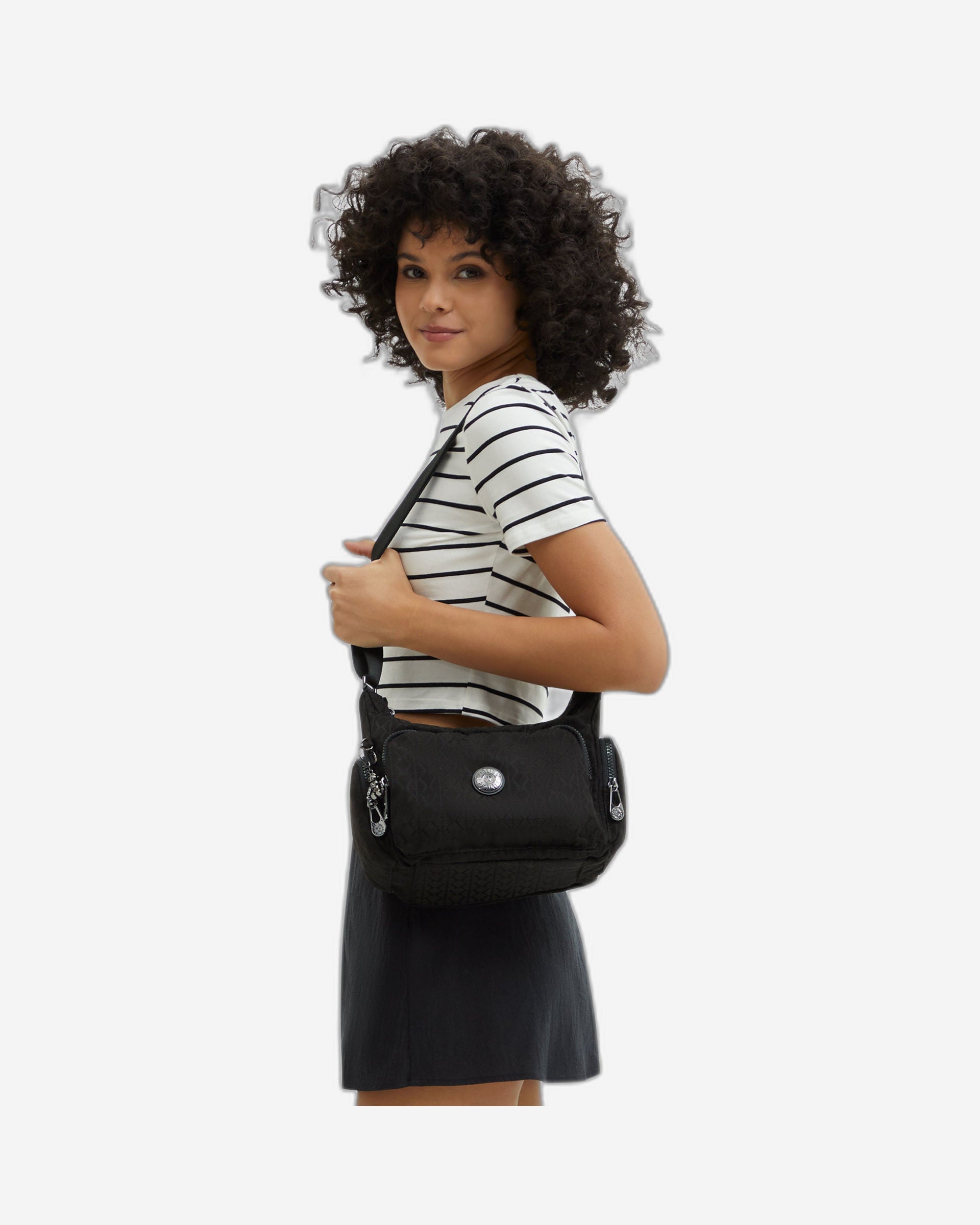 حقيبة كتف متوسطة الحجم من كيبلينج غاب إس - علامة سوداء - I7101-Y12