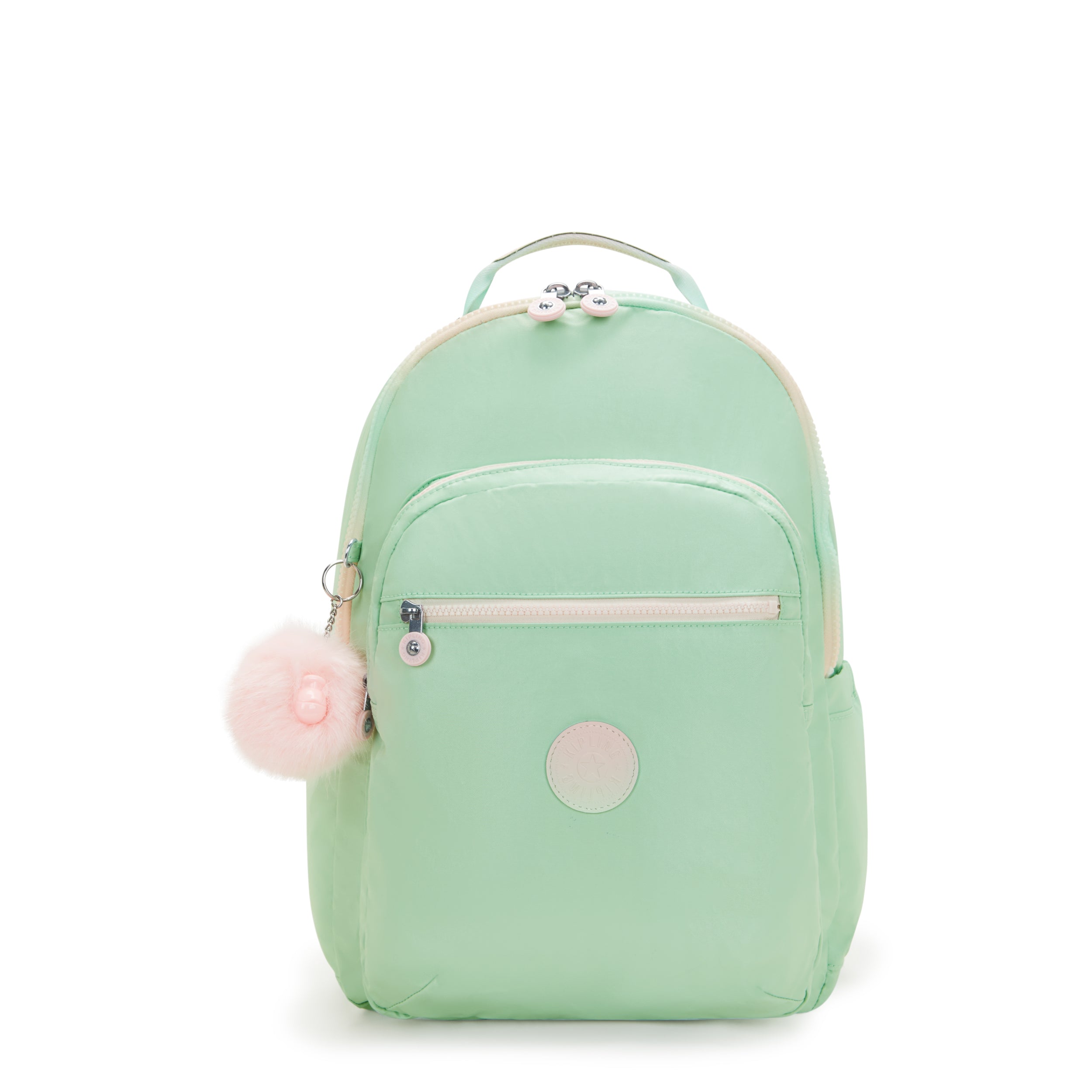 KIPLING-Seoul Lap-Large backpack (with laptop compartment)-Soft Green Met-I7135-5KY