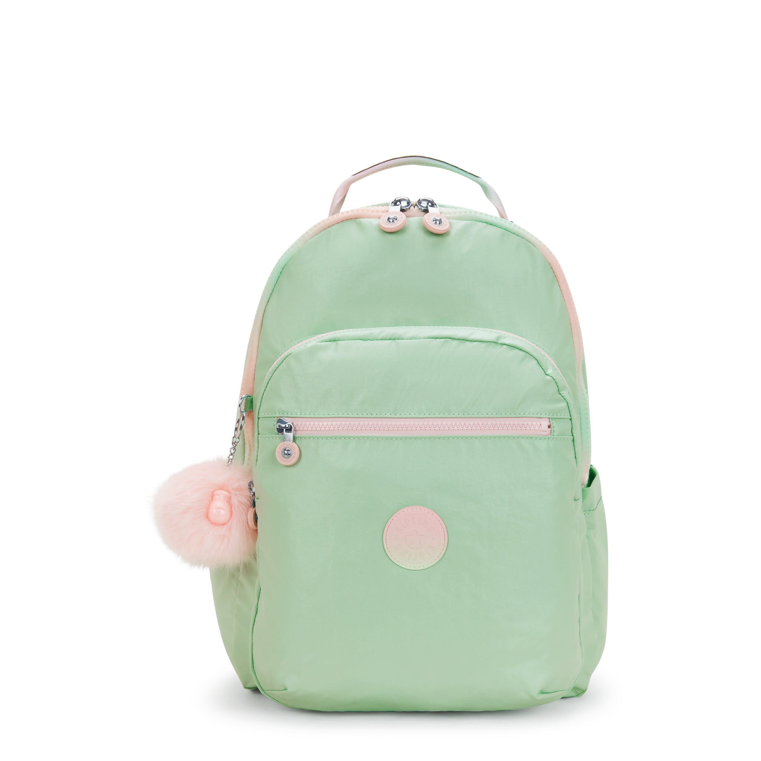 KIPLING-Seoul College-Large Backpack with Separate Laptop Compartment-Soft Green Met-I7547-5KY