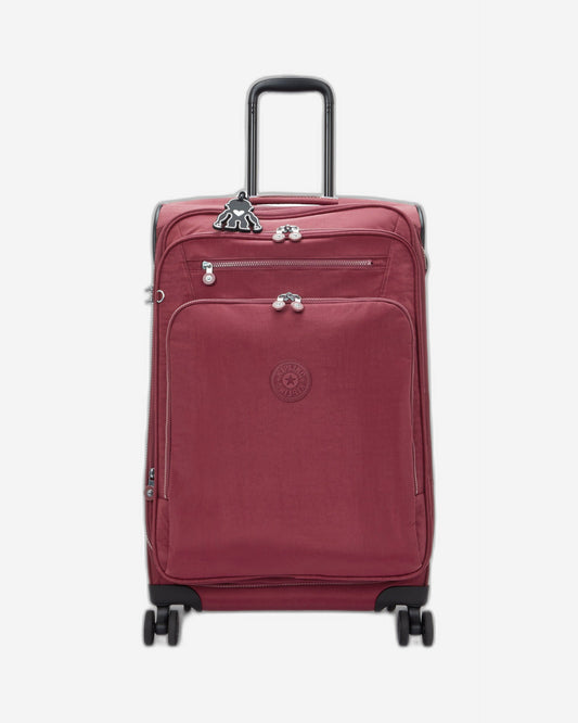 حقيبة سفر Kipling New Youri Spin M Lounge Wine متوسطة الحجم قابلة للتمدد بعجلات I7706-5FW