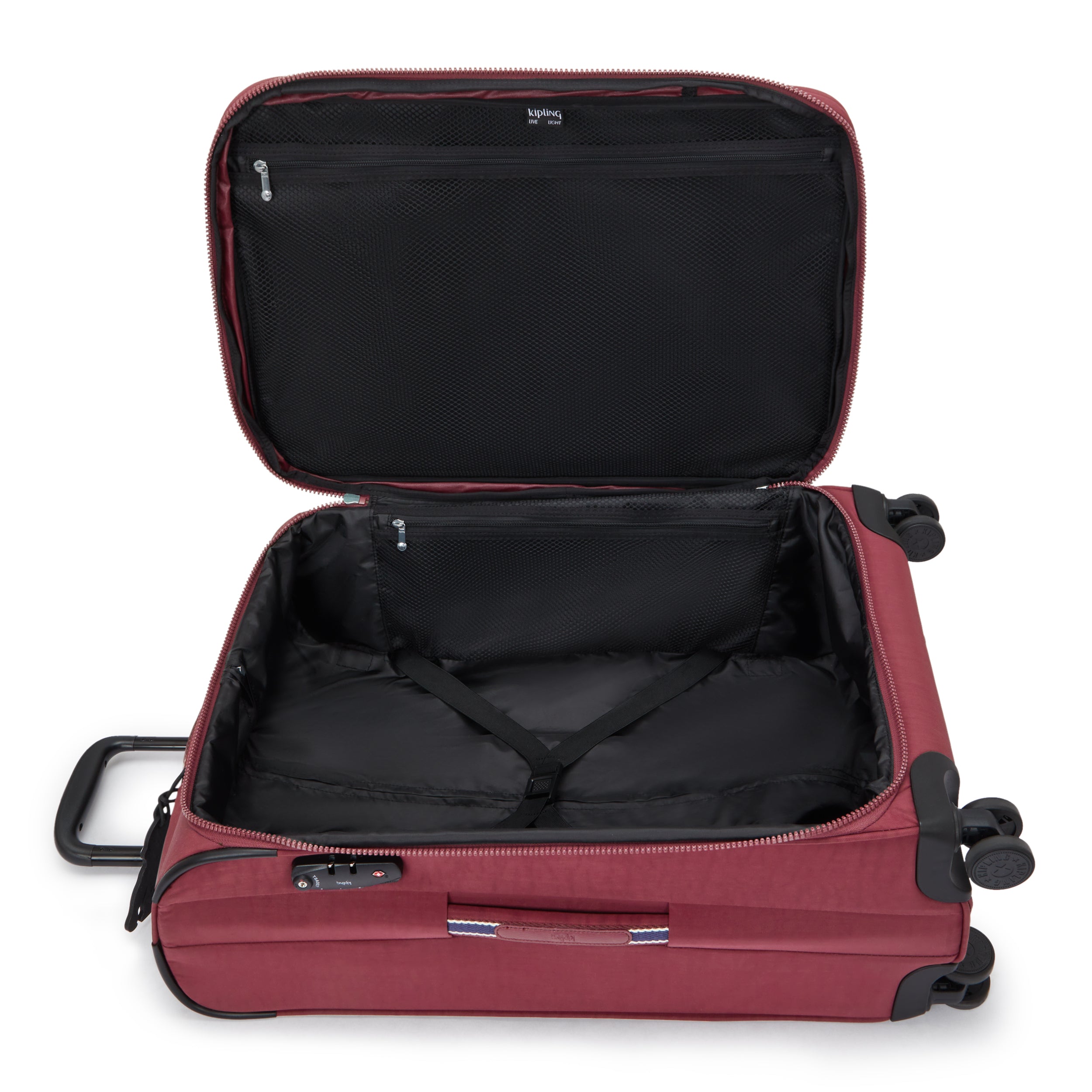 حقيبة سفر Kipling New Youri Spin M Lounge Wine متوسطة الحجم قابلة للتمدد بعجلات I7706-5FW