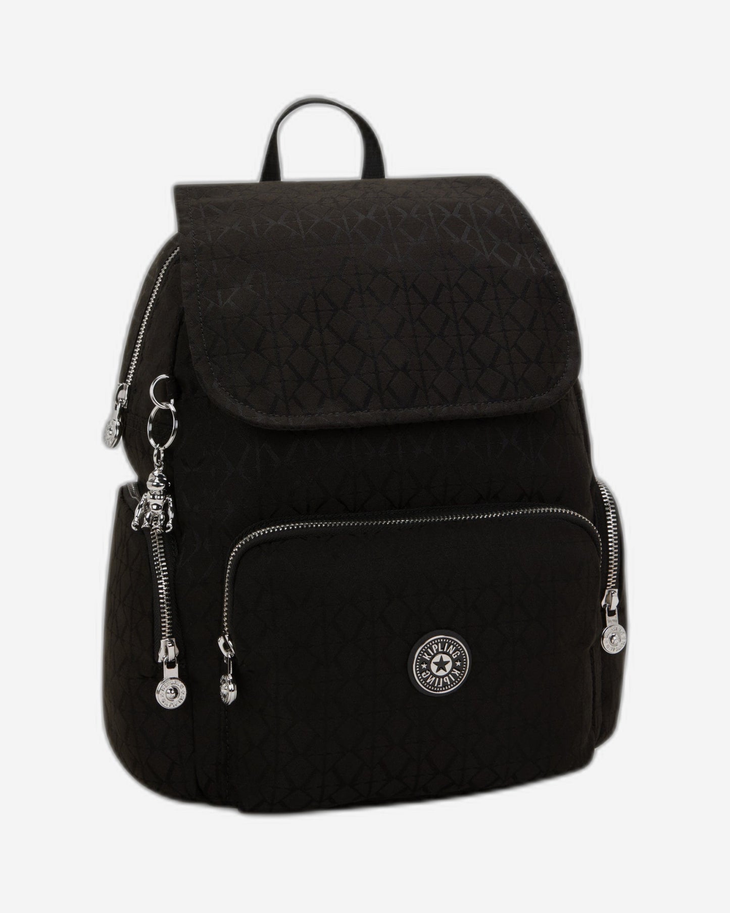 حقيبة ظهر Kipling City Zip S Noir Sign Jq صغيرة I8029-4NW