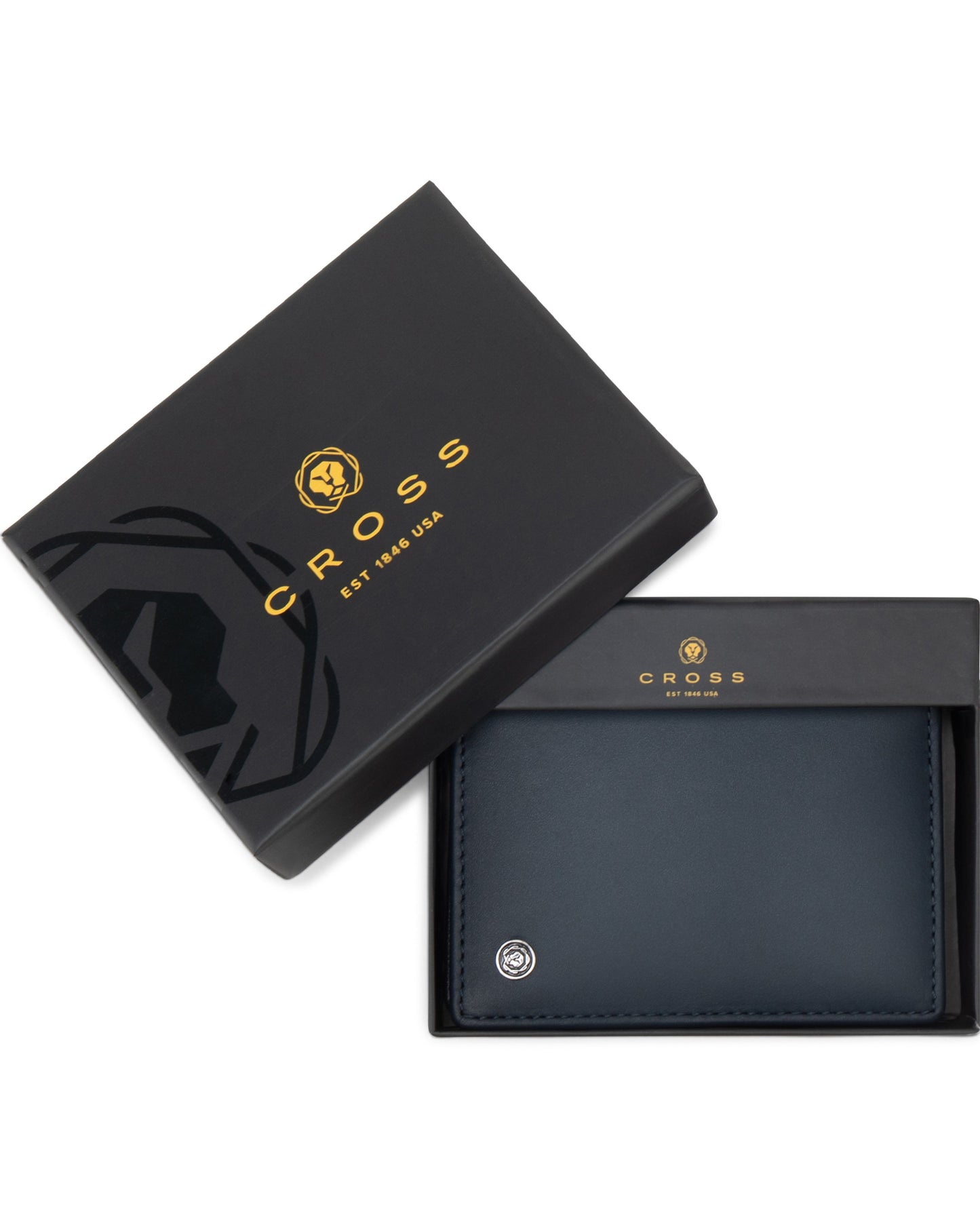 Cross Soft Grain Leather Business Card Case - Navy Blue