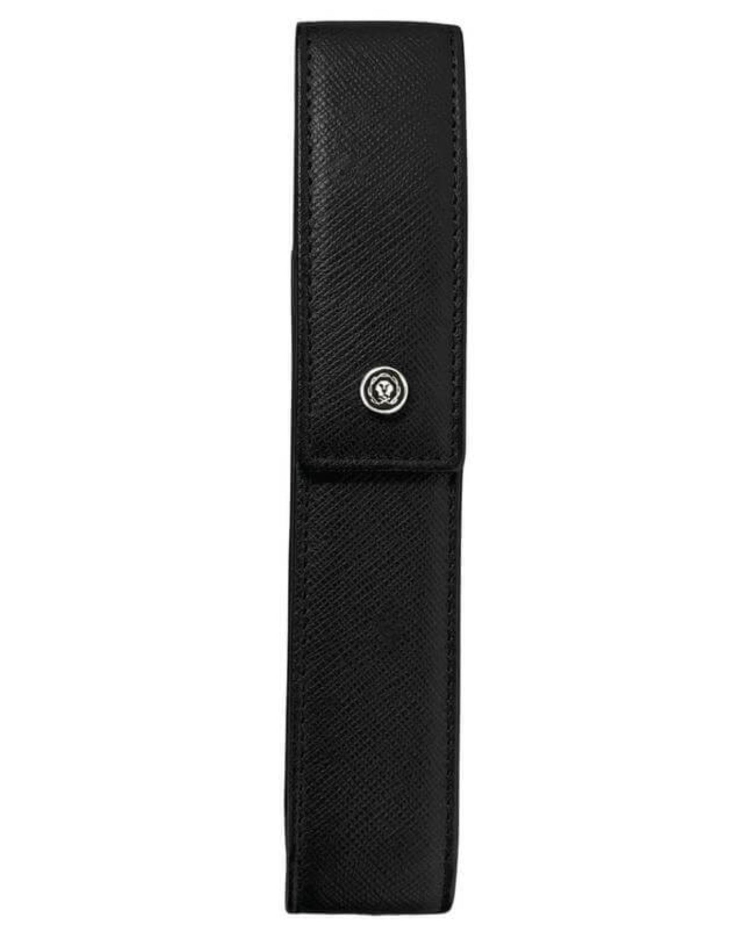 CROSS LEATHER SINGLE PEN CASE WITH FLAP  BLACK