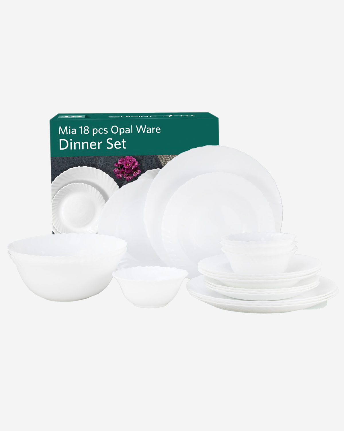 Cuisine Art ORA MIA 18-Piece Opalware Dinner Set,