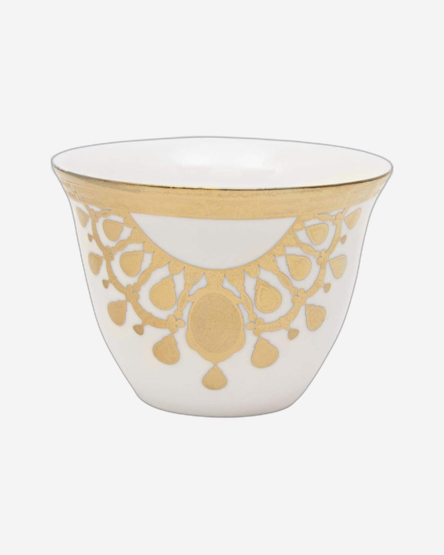 طقم فناجين قهوة عربية أنيقة من شالو بون تشاينا، ١٢ قطعة، أبيض وذهبي