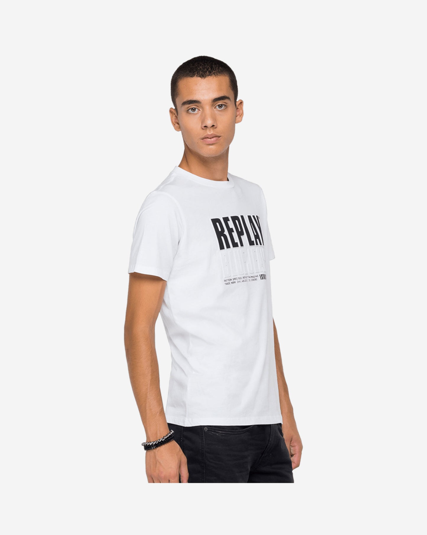 تي شيرت مطبوع عليه شعار Replay Blue Jeans Established 1981