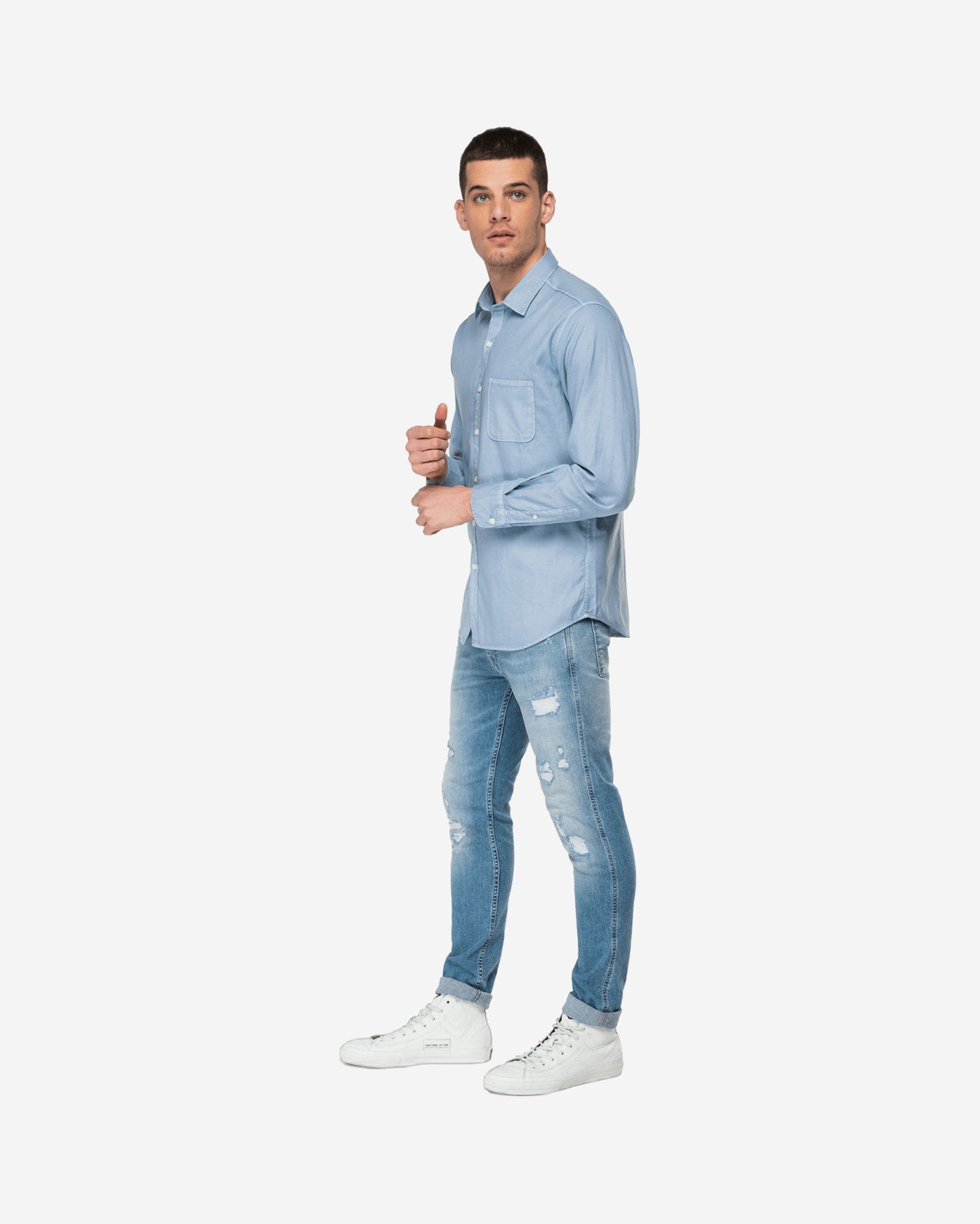 قميص قطني مع جيب