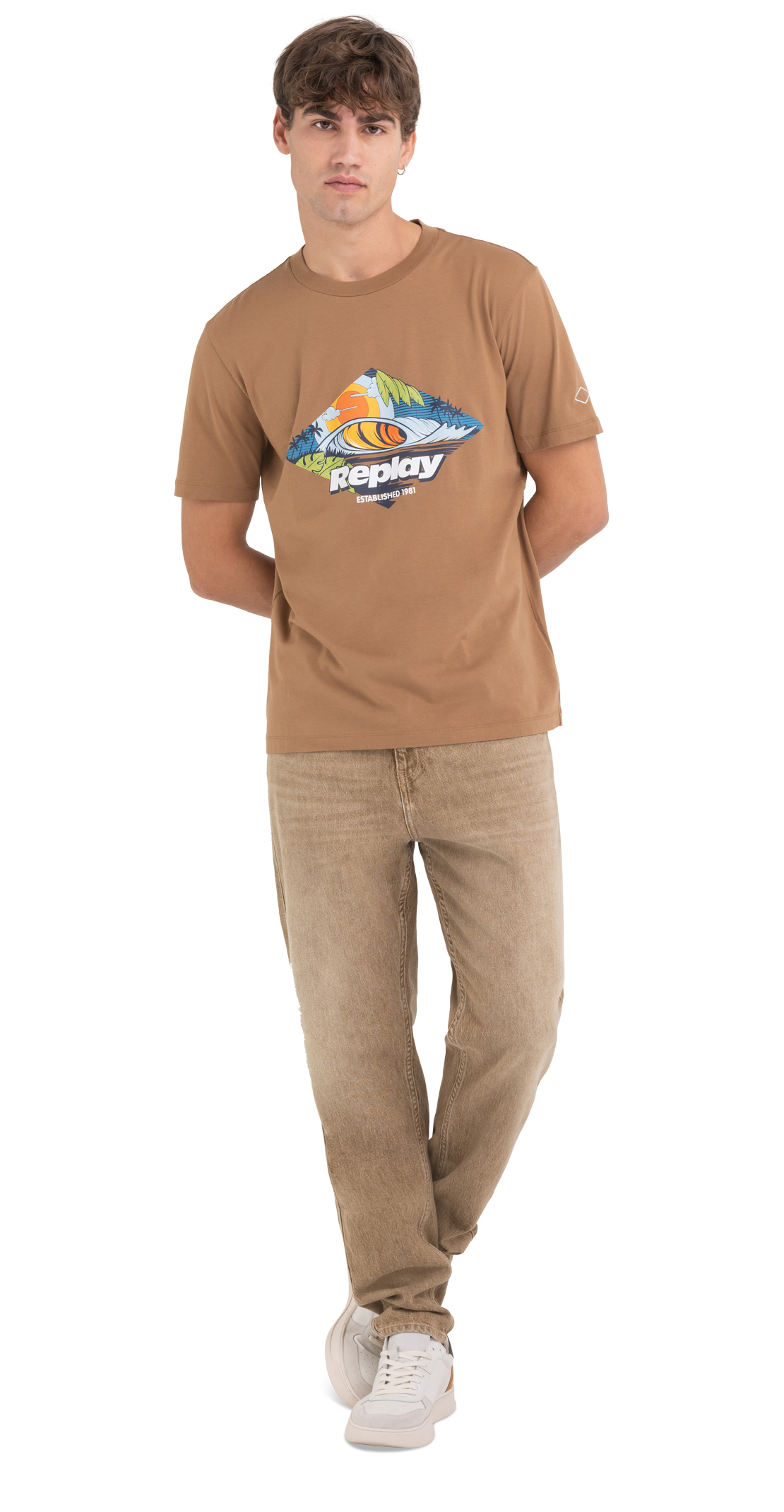 تي شيرت بياقة دائرية مع طباعة