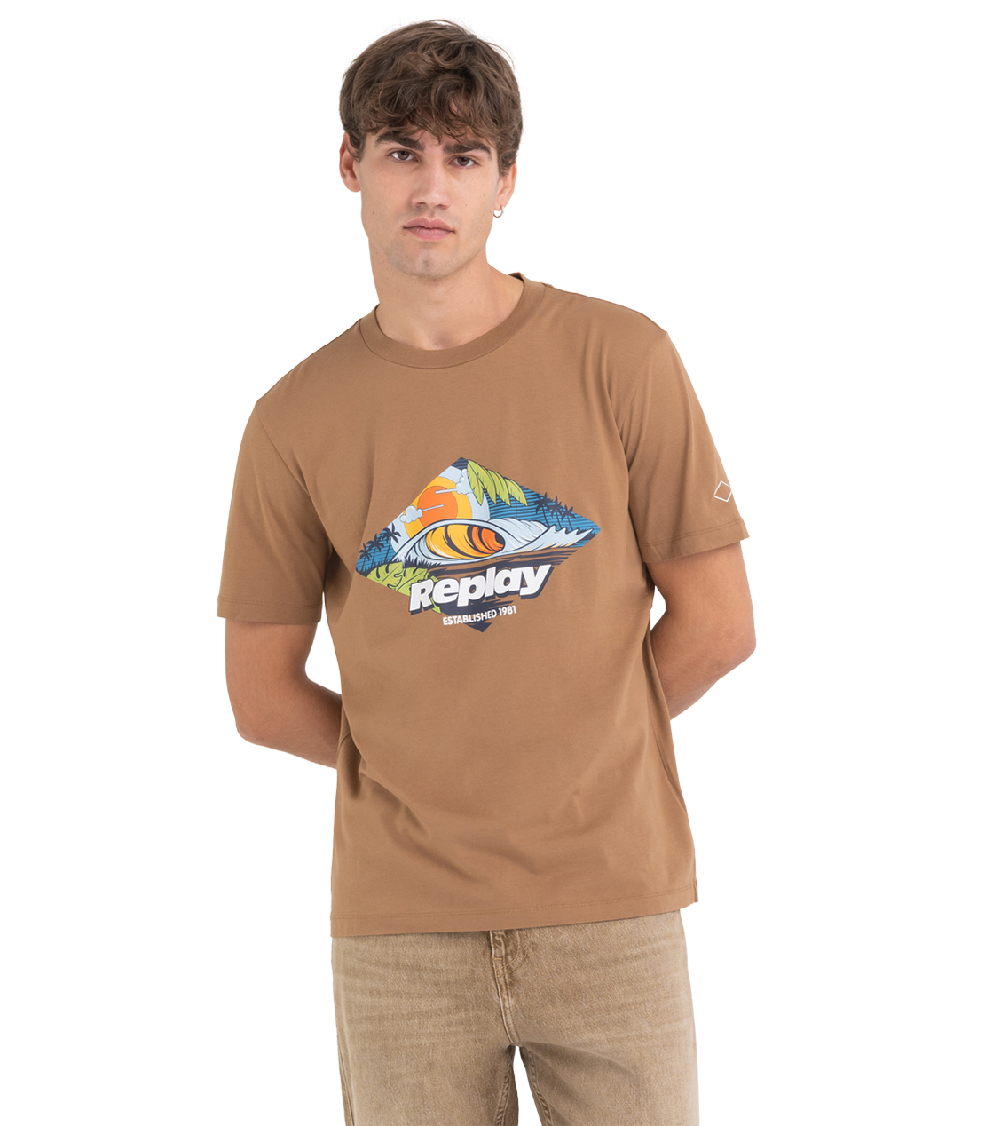 تي شيرت بياقة دائرية مع طباعة