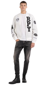 Full Zipper Bomber Jacket With Appliques