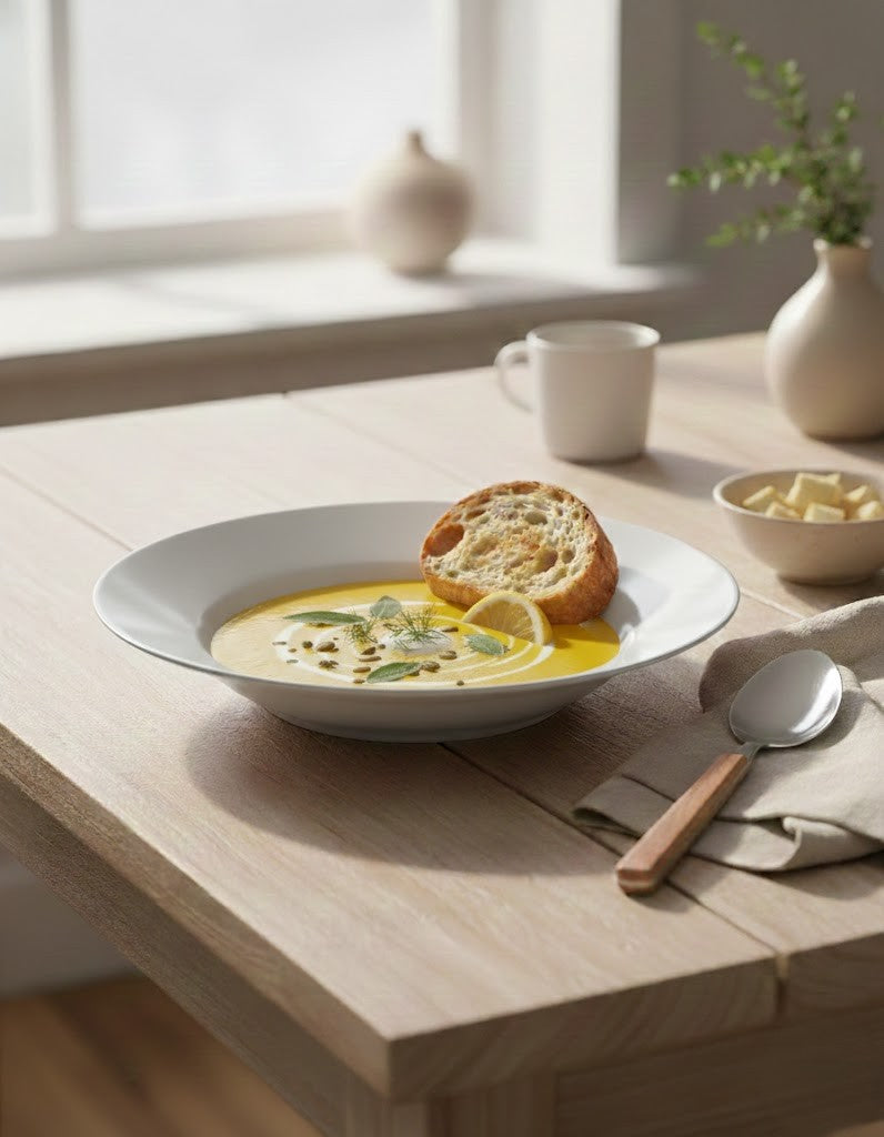 طبق حساء ميزون باستيل، لون حجر القمر الأزرق