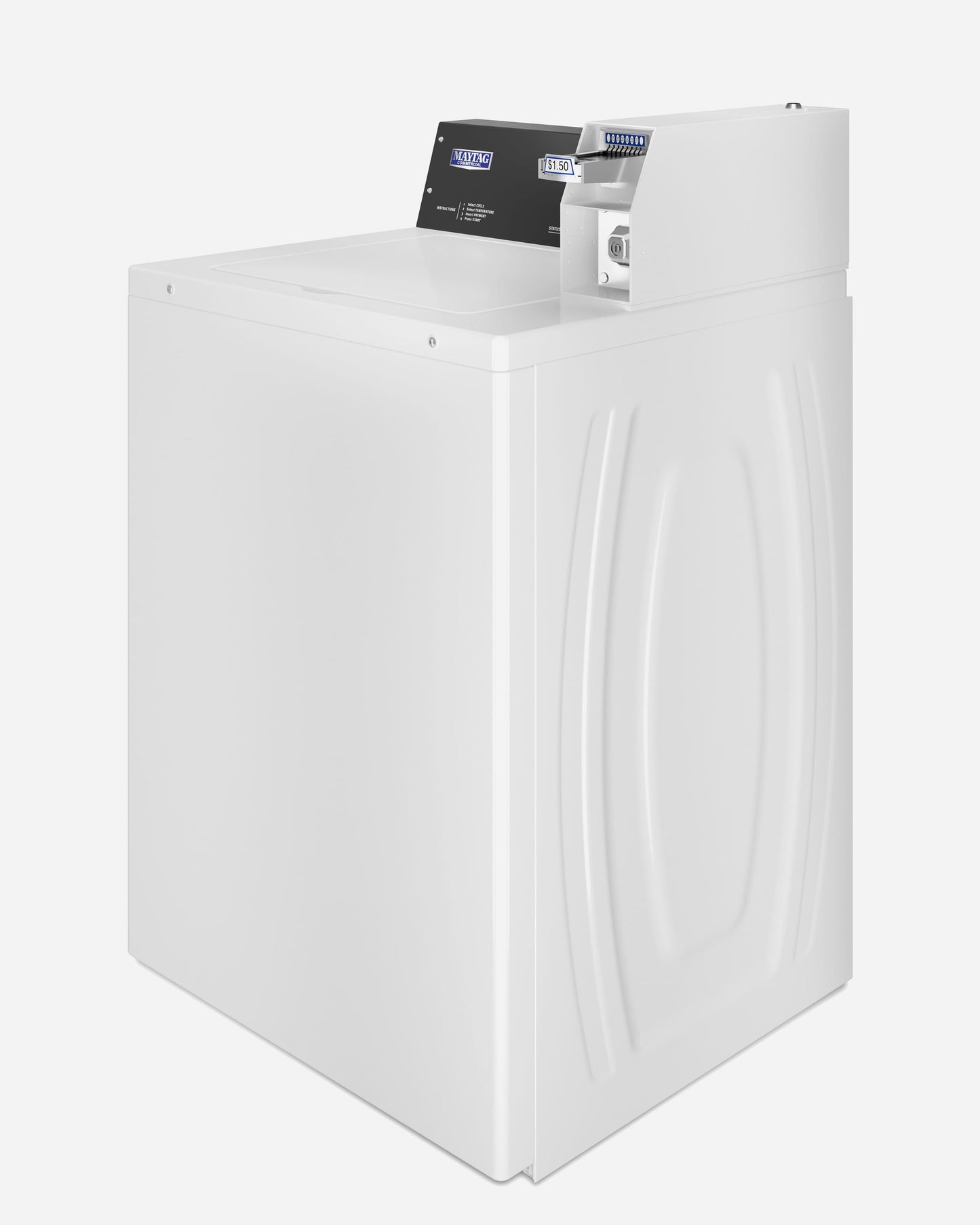 غسالة تحميل علوي تجارية من Maytag مزودة بمدخل عملات معدنية للخدمة الشاقة