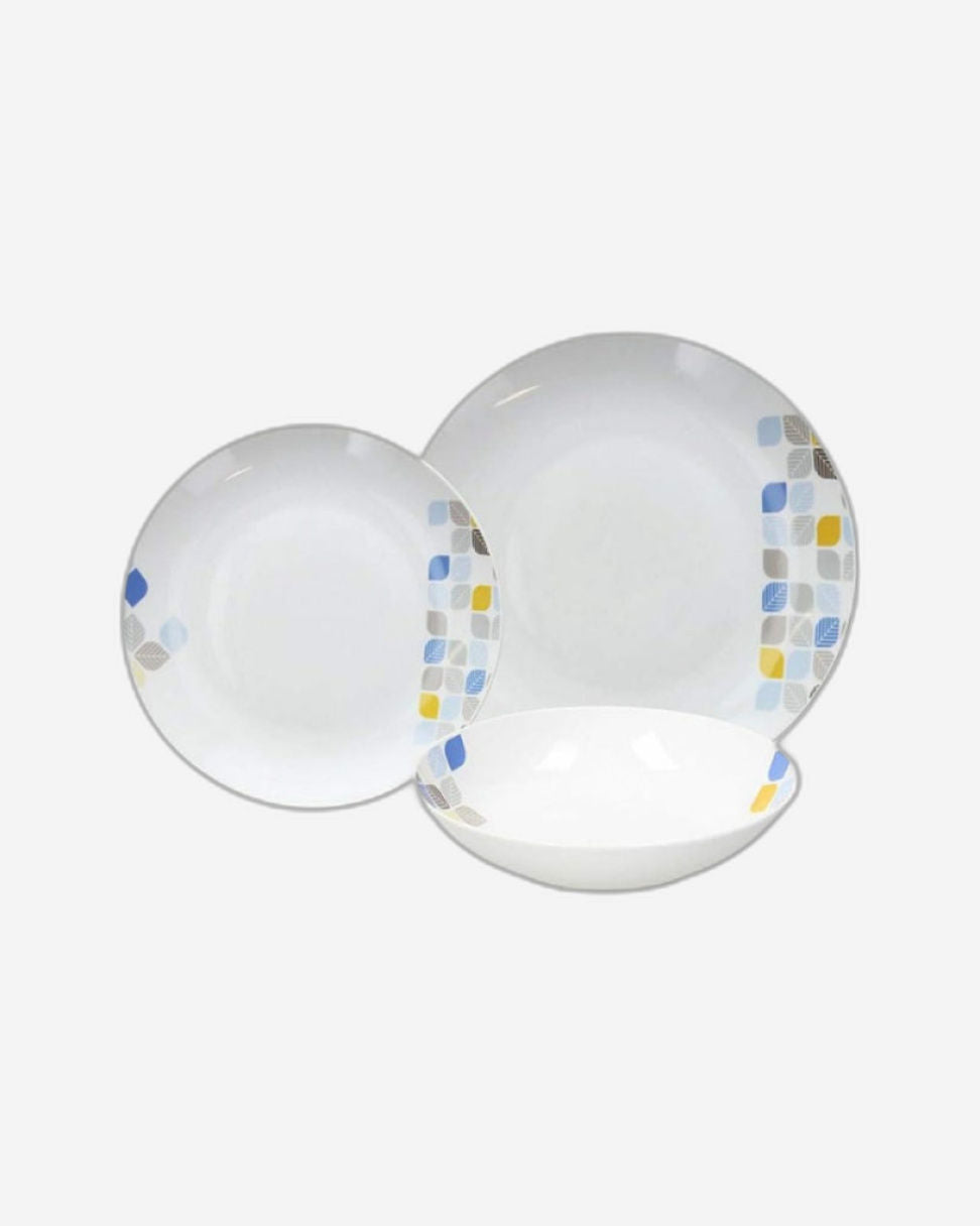 طقم طاولة توجنانا أبيض، ١٨ قطعة (طبق عشاء، طبق حساء، طبق حلوى) - متروبوليس أميليا