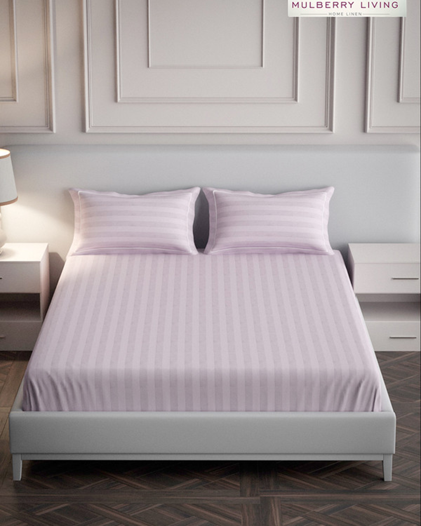 Mulberry Living Cotton Queen Flat 300TC Elysian Stripes Cameo Rose