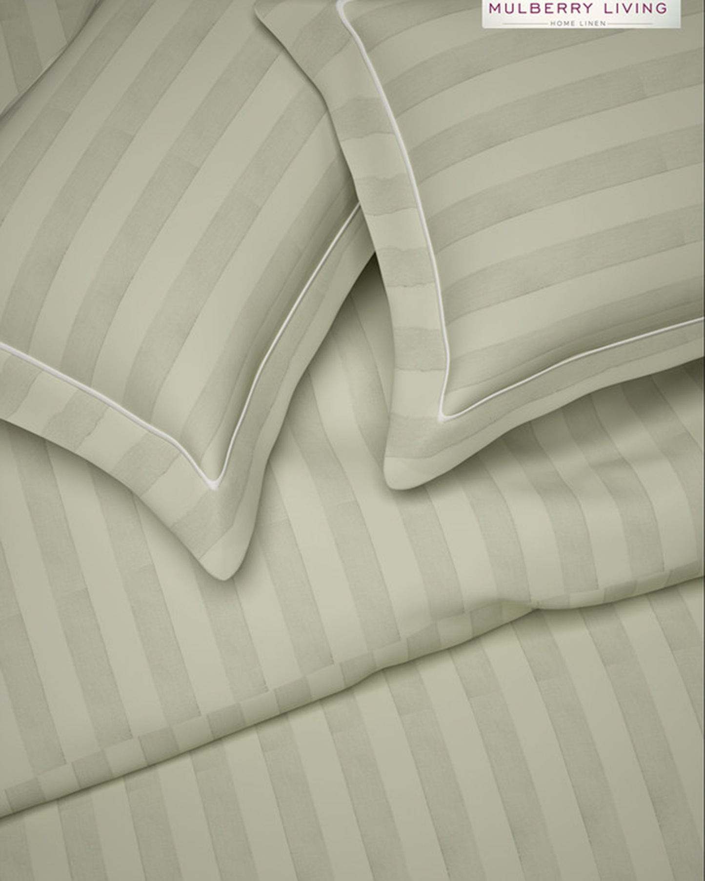 Mulberry Living Cotton Queen Flat 300TC Elysian Stripes Cameo Rose