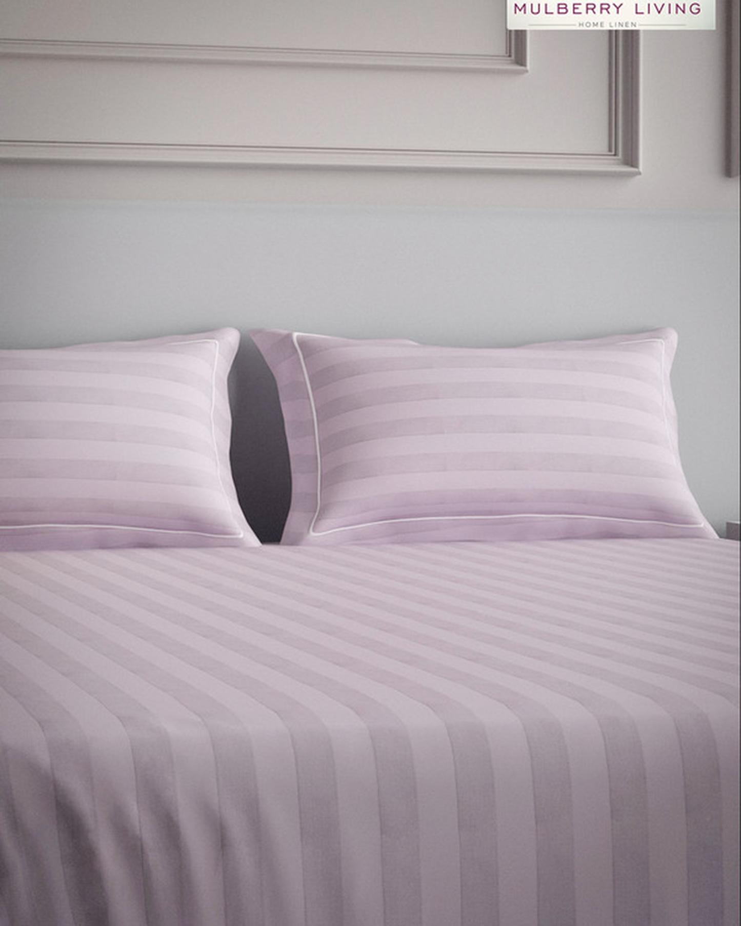 Mulberry Living Cotton Queen Fitted 300TC Elysian Stripes Mediterranean Blue
