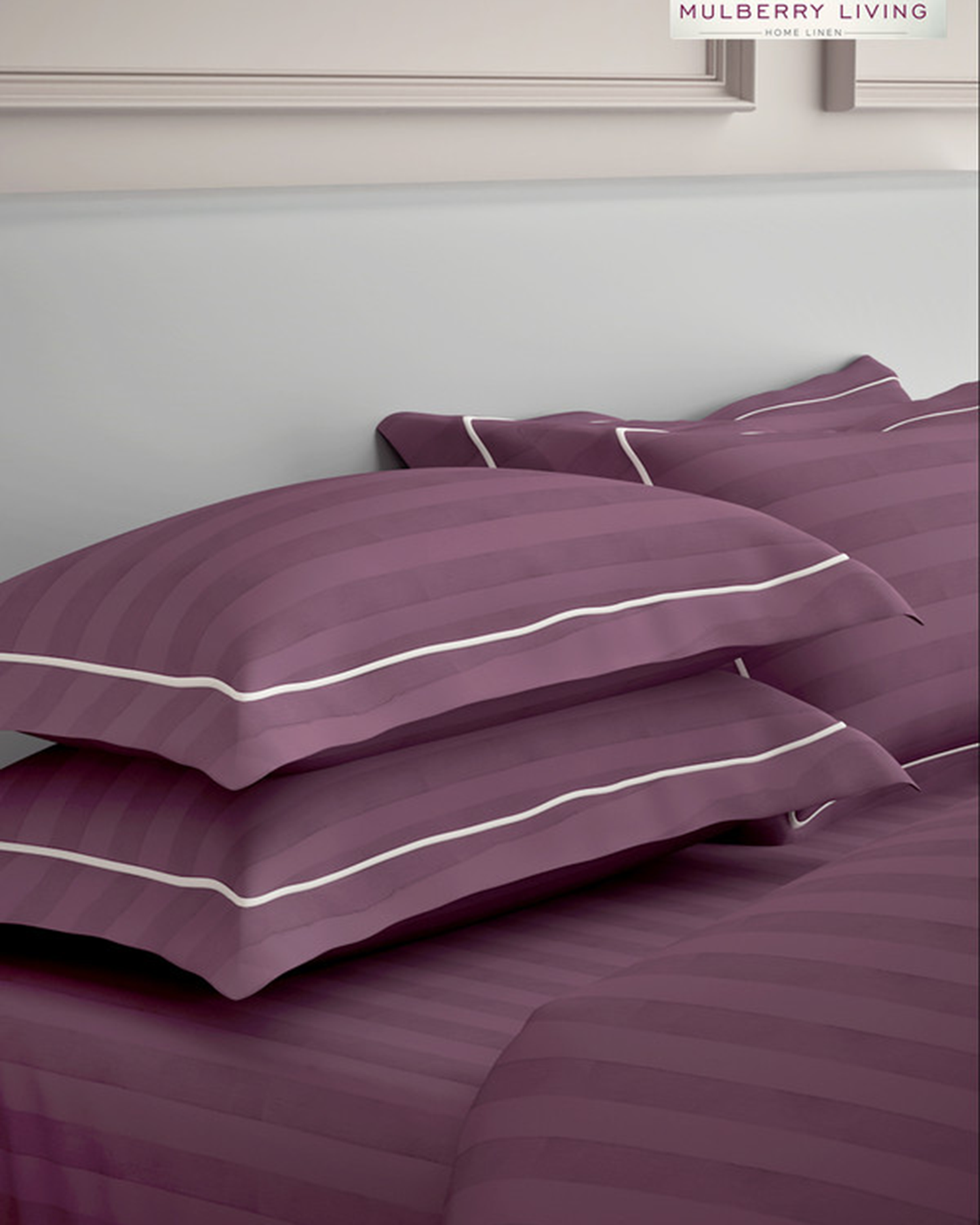 Mulberry Living Cotton Queen Fitted 300TC Elysian Stripes Mediterranean Blue