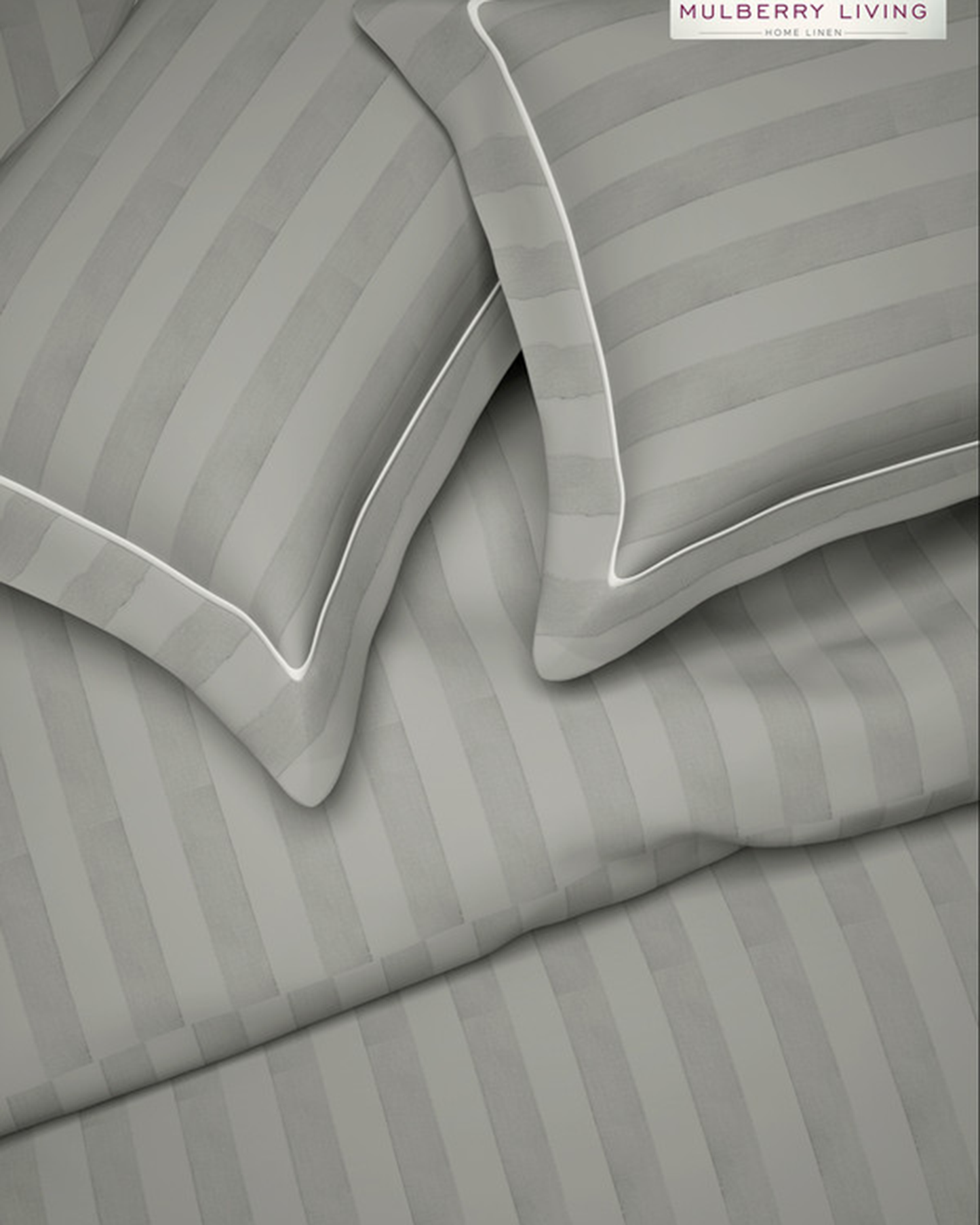 Mulberry Living Cotton Queen Fitted 300TC Elysian Stripes Mediterranean Blue
