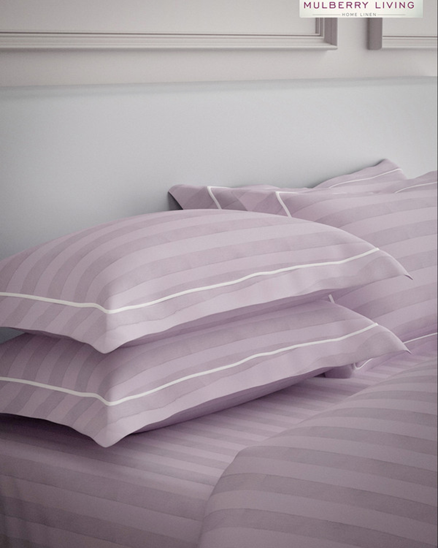 Mulberry Living Cotton Queen Fitted 300TC Elysian Stripes Mediterranean Blue
